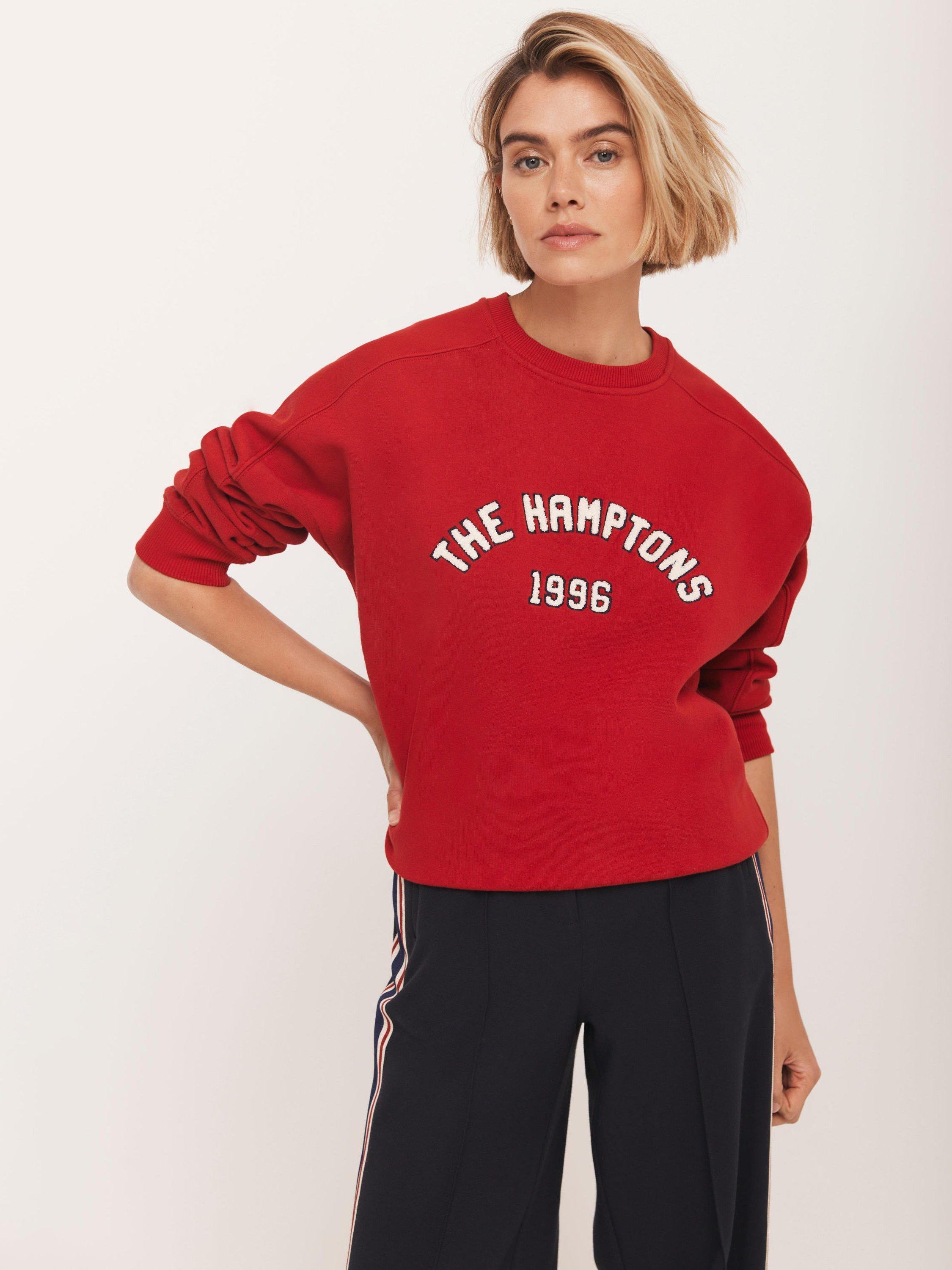 Product image 1 of 8, which shows Mint Velvet Embroidered The Hamptons Sweatshirt, Red/Multi, XL