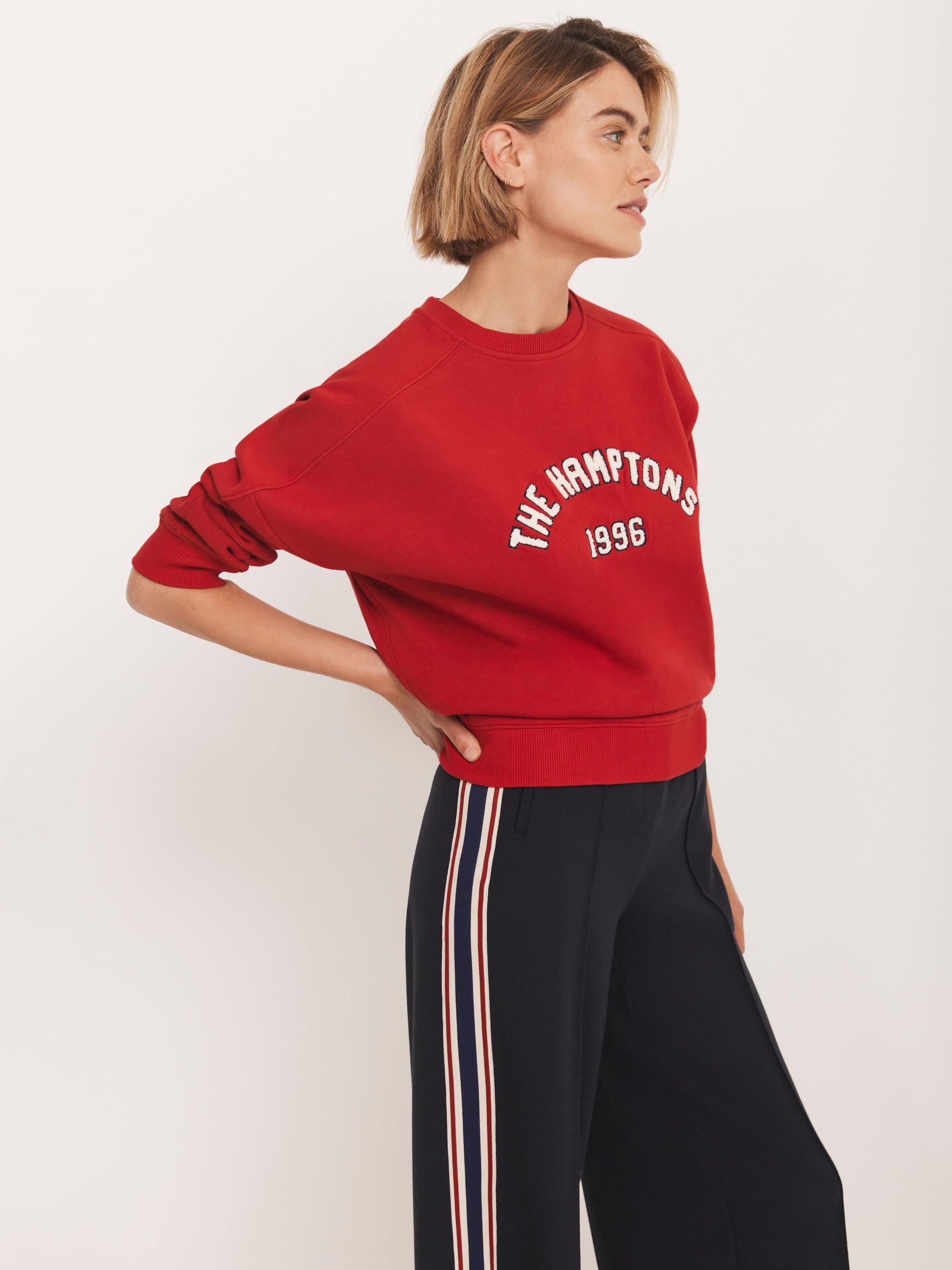 Product image 2 of 8, which shows Mint Velvet Embroidered The Hamptons Sweatshirt, Red/Multi, XL