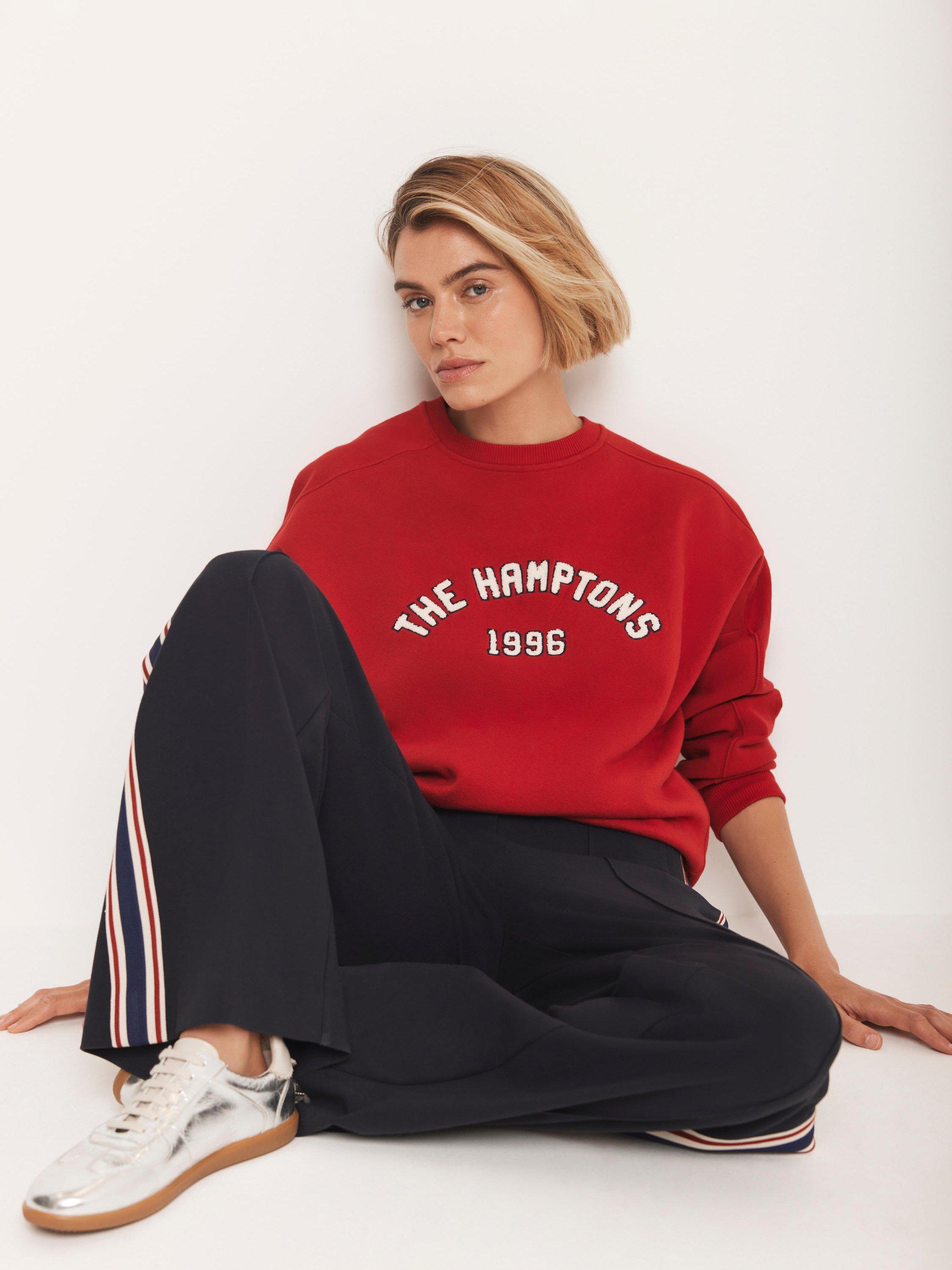 Product image 3 of 8, which shows Mint Velvet Embroidered The Hamptons Sweatshirt, Red/Multi, XL