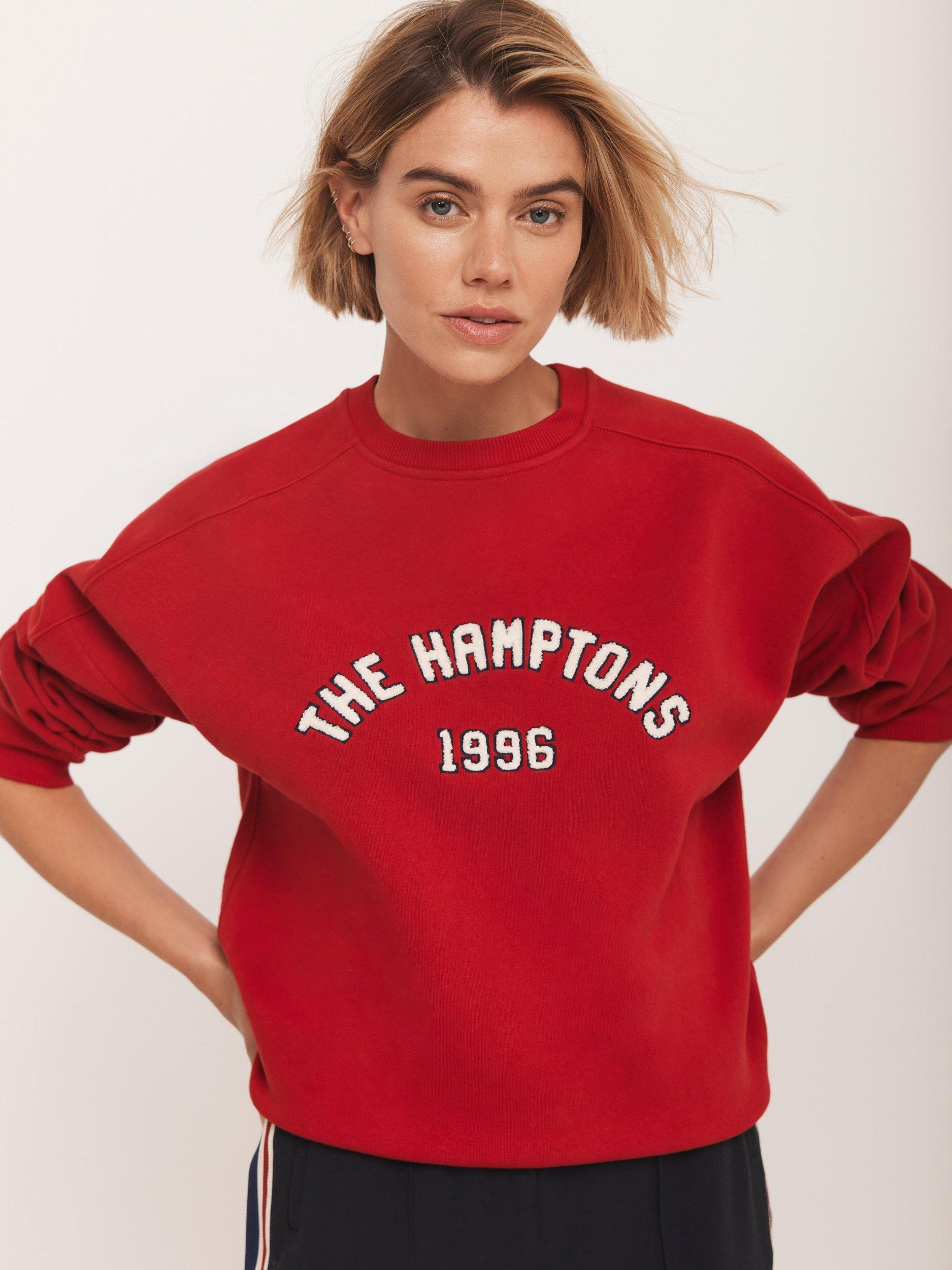 Product image 5 of 8, which shows Mint Velvet Embroidered The Hamptons Sweatshirt, Red/Multi, XL