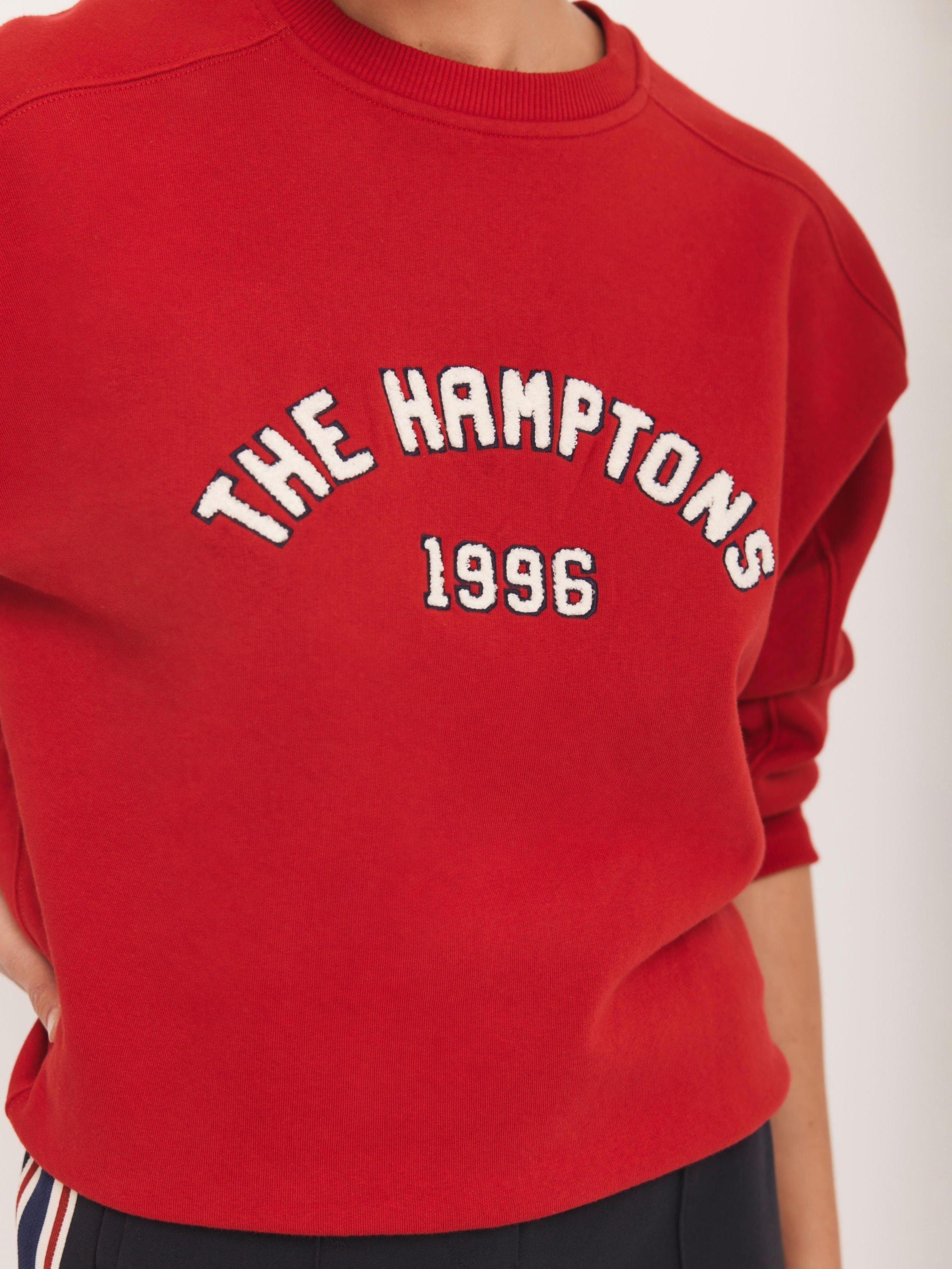 Product image 6 of 8, which shows Mint Velvet Embroidered The Hamptons Sweatshirt, Red/Multi, XL