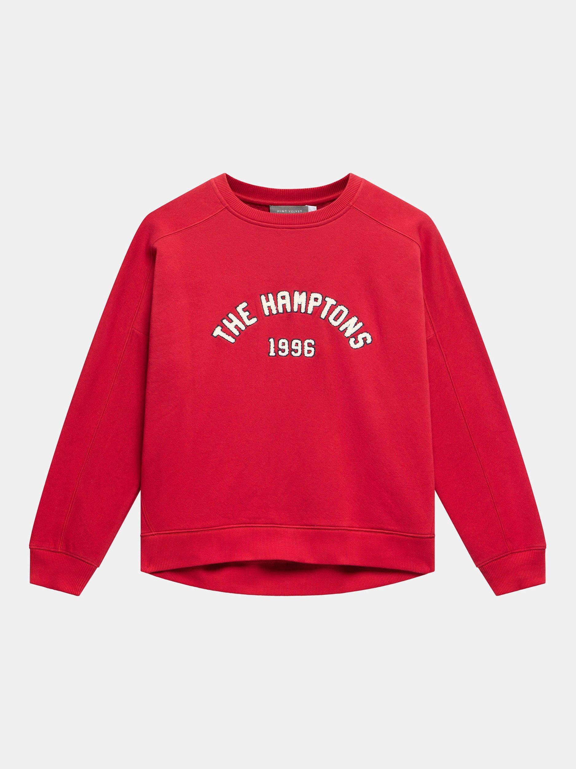 Product image 7 of 8, which shows Mint Velvet Embroidered The Hamptons Sweatshirt, Red/Multi, XL