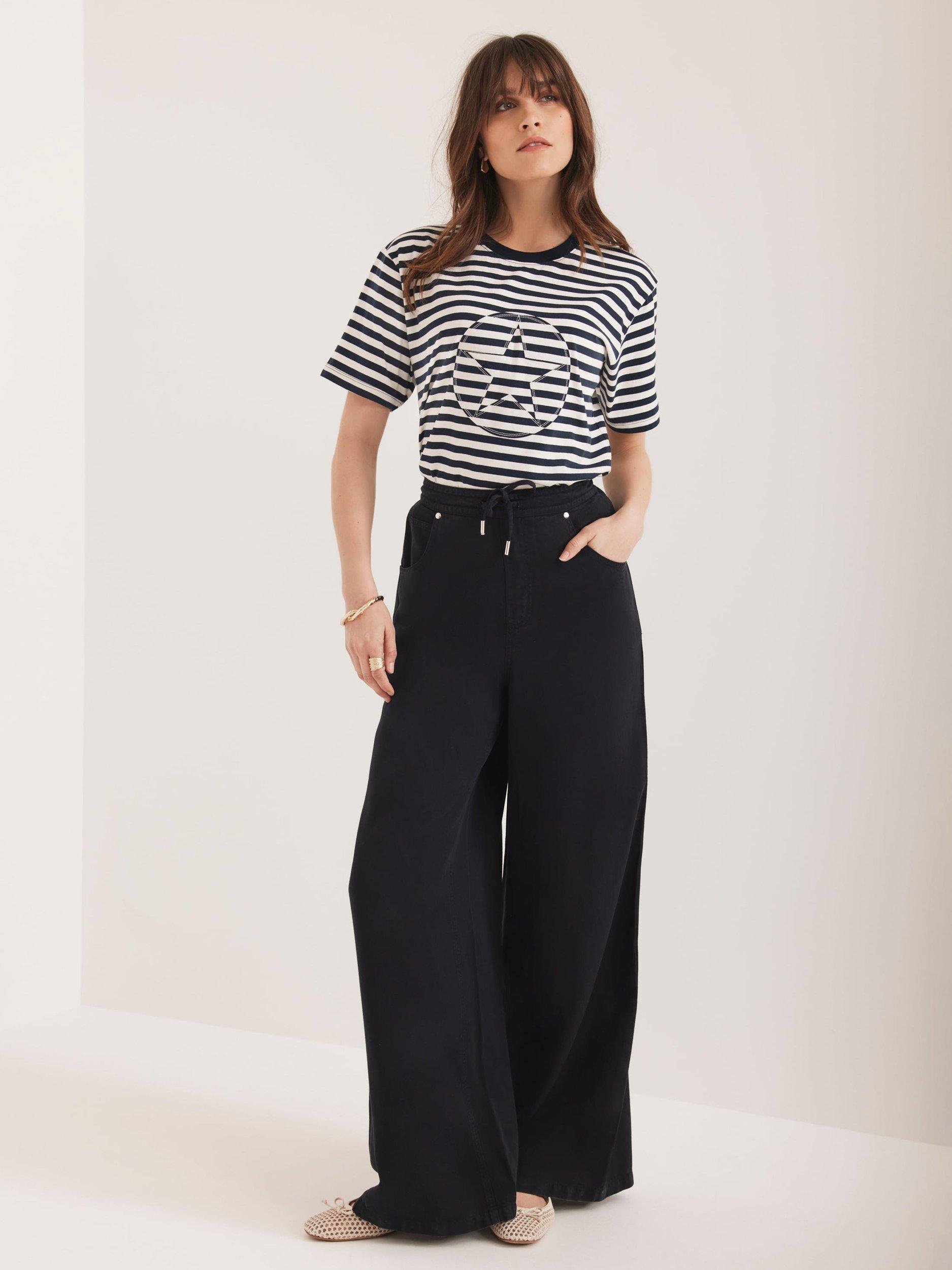 Product image 5 of 8, which shows Mint Velvet Stripe Star T-Shirt, Navy/Multi, XS