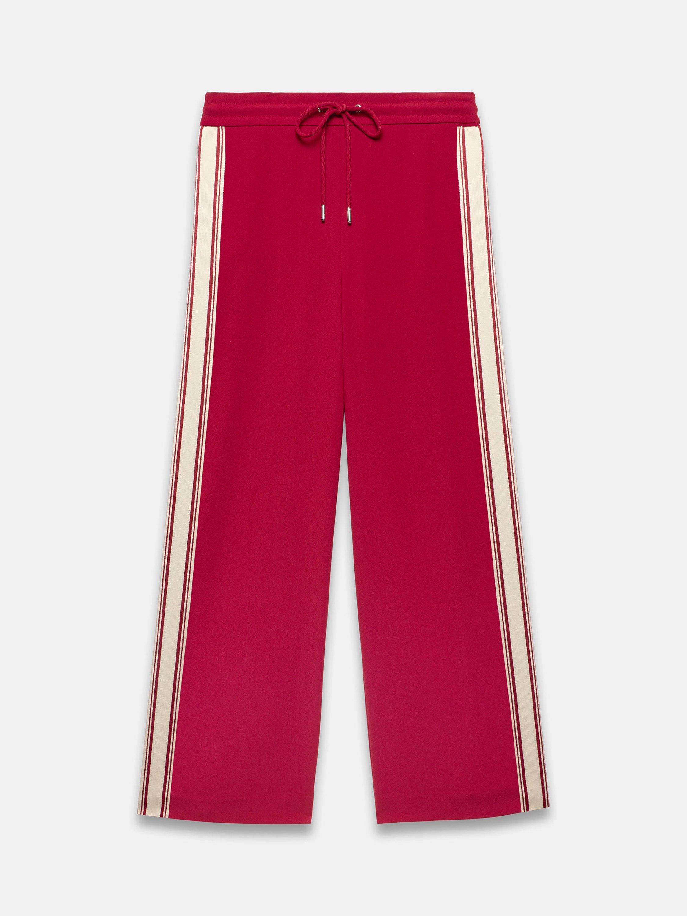 Product image 7 of 8, which shows Mint Velvet Side Stripe Wide Leg Trousers, Red/Multi, M Reg