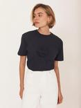 Mint Velvet Embroidered Rose T-Shirt, Navy