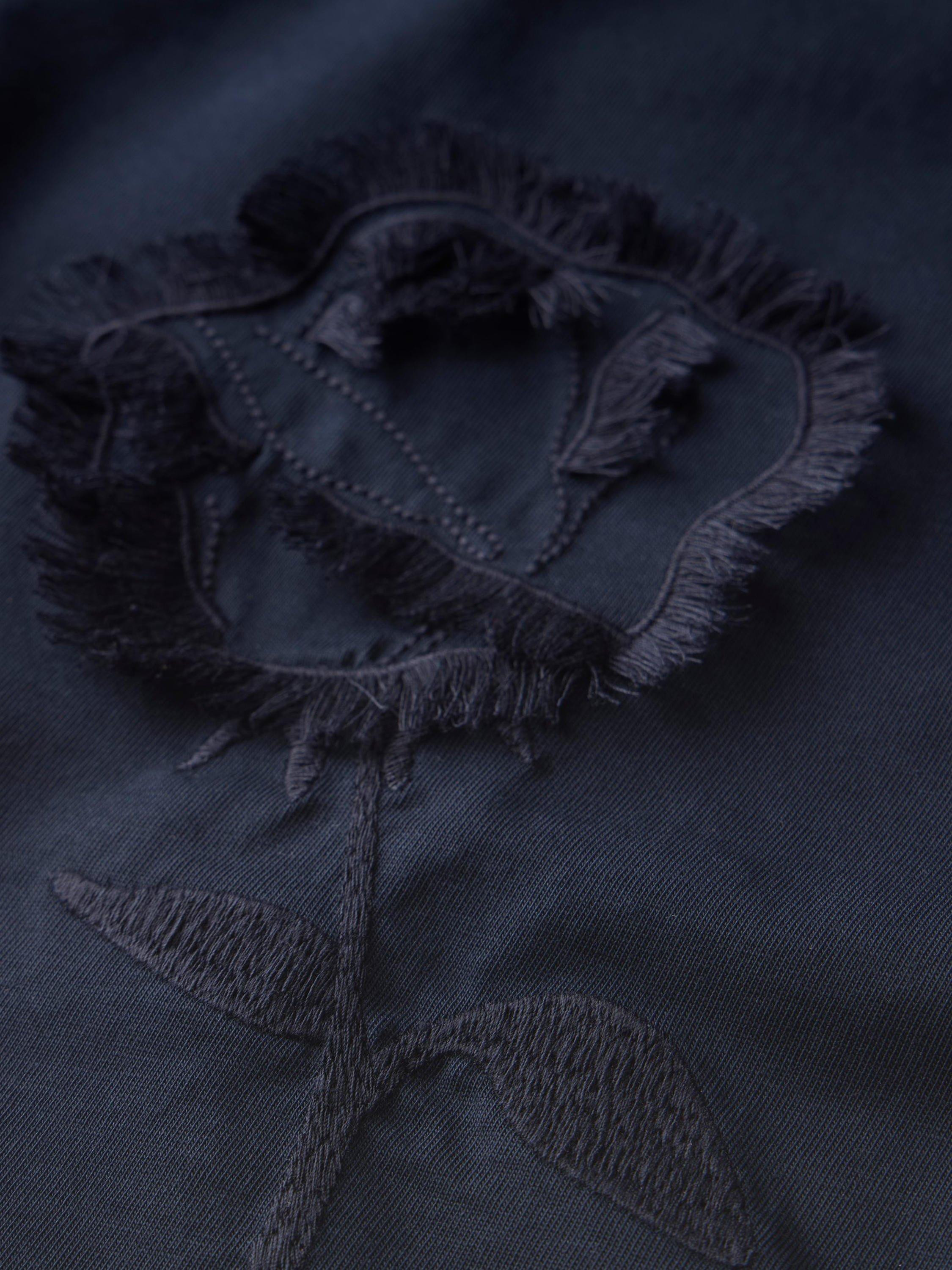 Product image 8 of 8, which shows Mint Velvet Embroidered Rose T-Shirt, Navy, XS