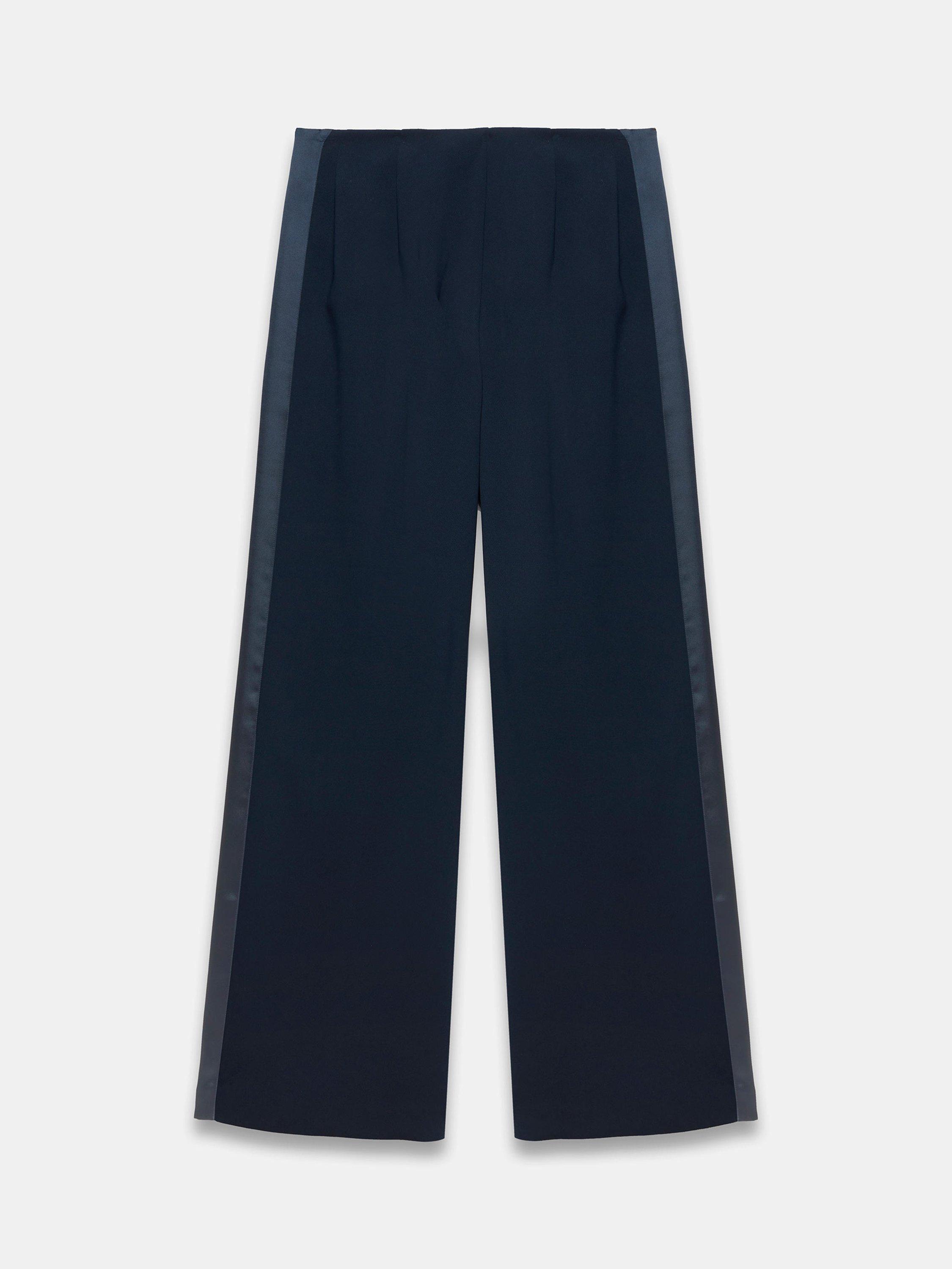 Product image 8 of 8, which shows Mint Velvet Wide Leg Tuxedo Trousers, Navy, 6R