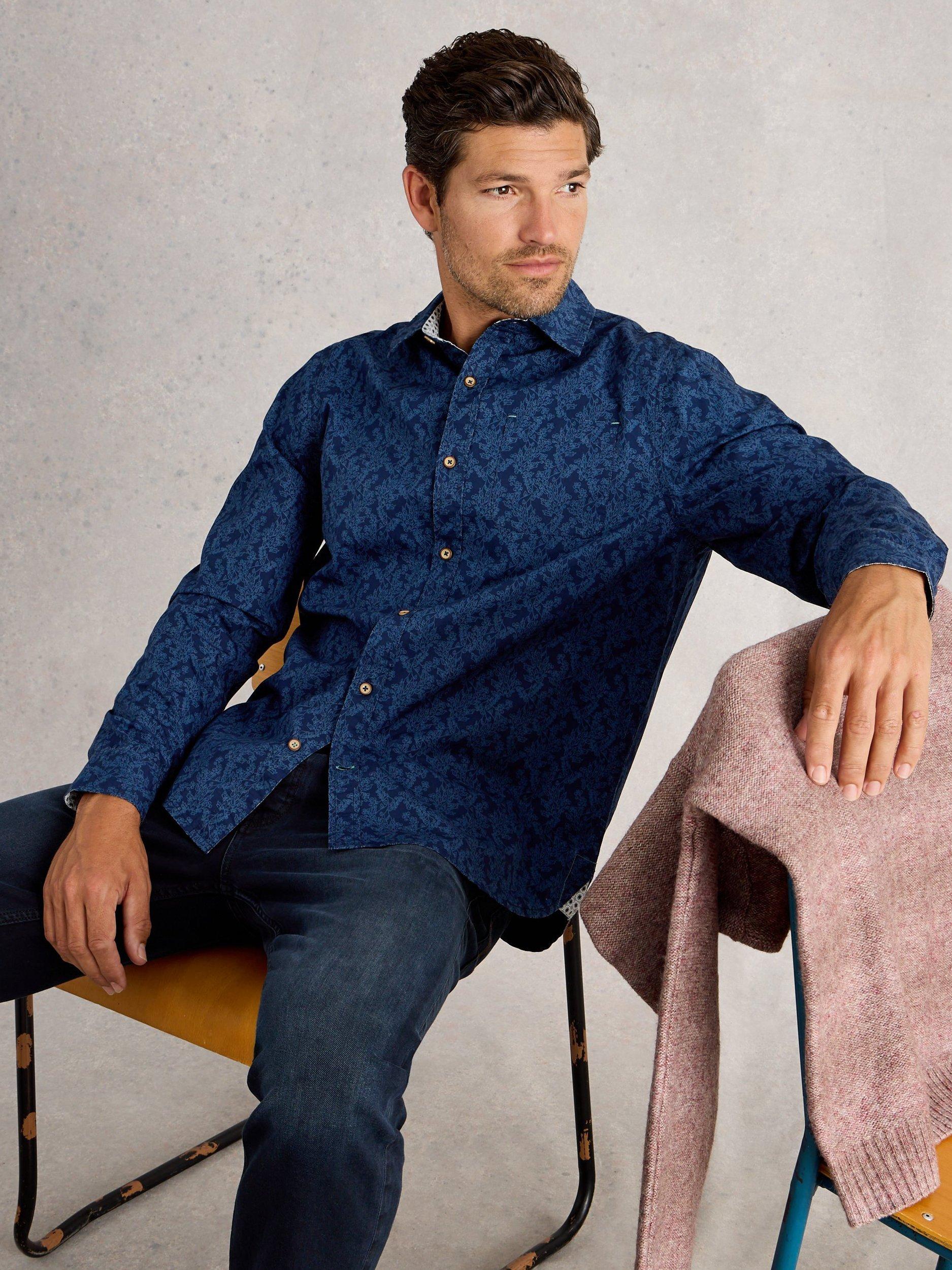 Product image 4 of 6, which shows White Stuff Finsbury Cotton Shirt, Navy, S Reg