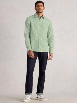 White Stuff Finsbury Cotton Regular Fit Floral Shirt, Dus Green, Dus Green