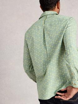White Stuff Finsbury Cotton Regular Fit Floral Shirt, Dus Green - view 2, Dus Green