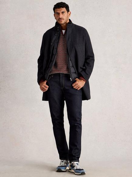 White Stuff Funnel Wool Blend Coat, Charc Grey