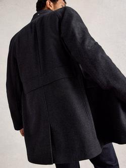 White Stuff Funnel Wool Blend Coat - view 2, Charc Grey