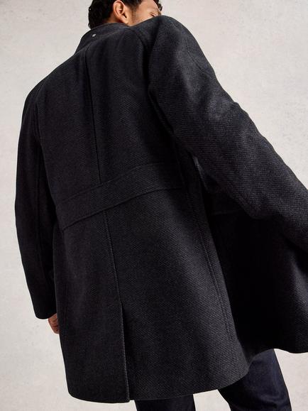 White Stuff Funnel Wool Blend Coat - view 2, Charc Grey
