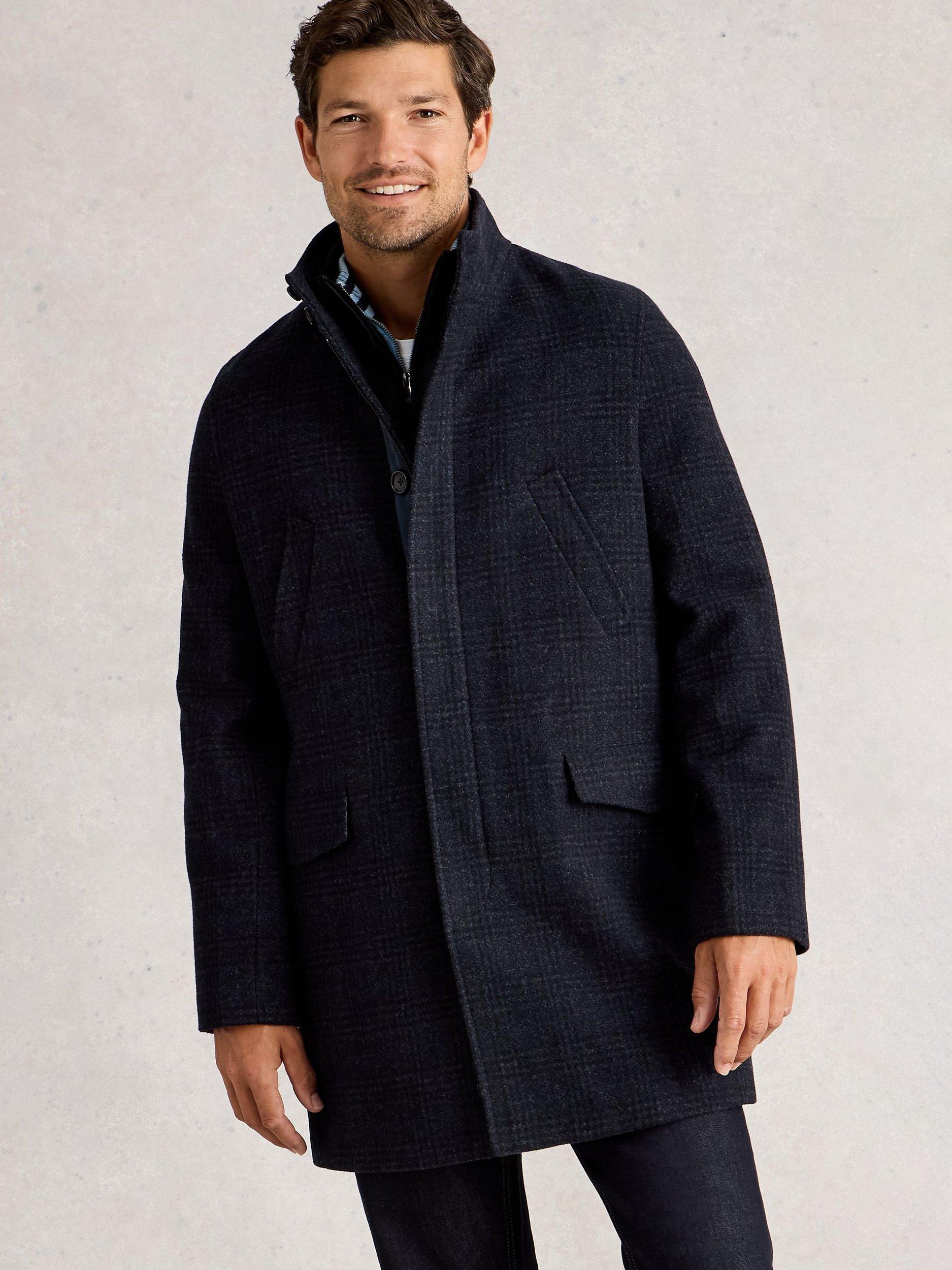 Product image 4 of 7, which shows White Stuff Wool Blend 2-in-1 Funnel Neck Gilet Coat, Dark Navy, XXS
