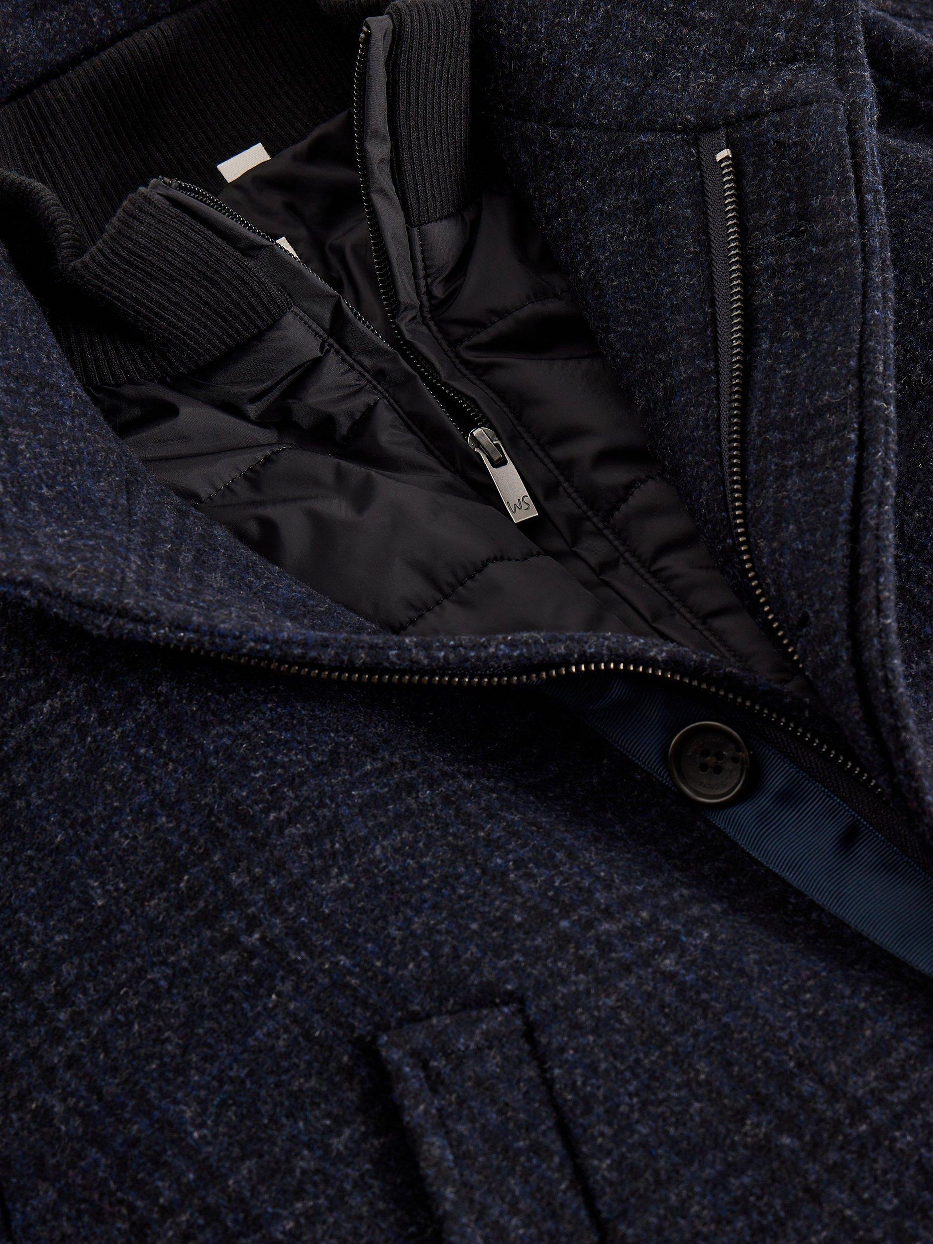 Product image 6 of 7, which shows White Stuff Wool Blend 2-in-1 Funnel Neck Gilet Coat, Dark Navy, XXS