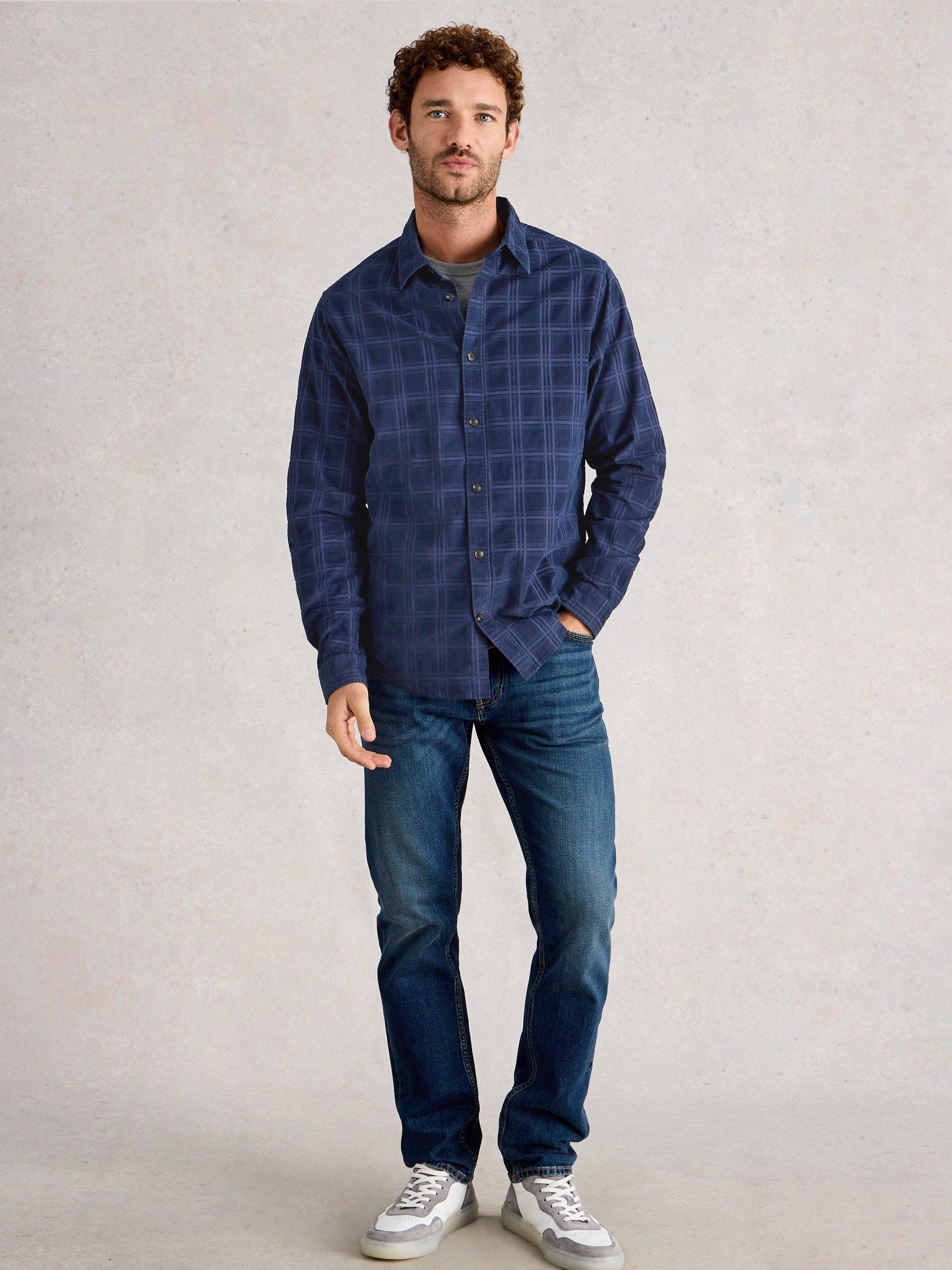 Product image 1 of 6, which shows White Stuff Griffin Cotton Regular Fit Check Shirt, Dark Navy, M