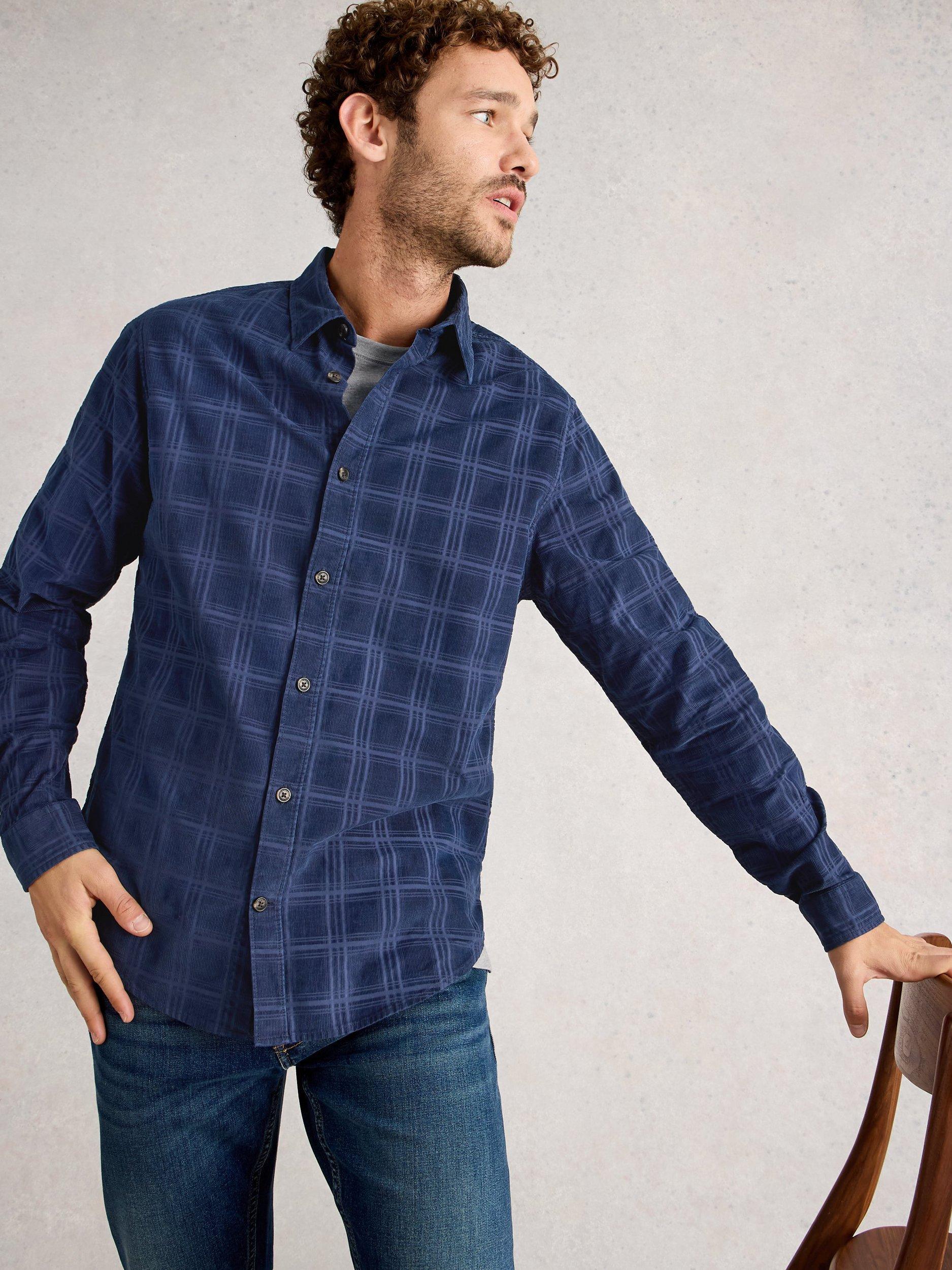 Product image 3 of 6, which shows White Stuff Griffin Cotton Regular Fit Check Shirt, Dark Navy, M