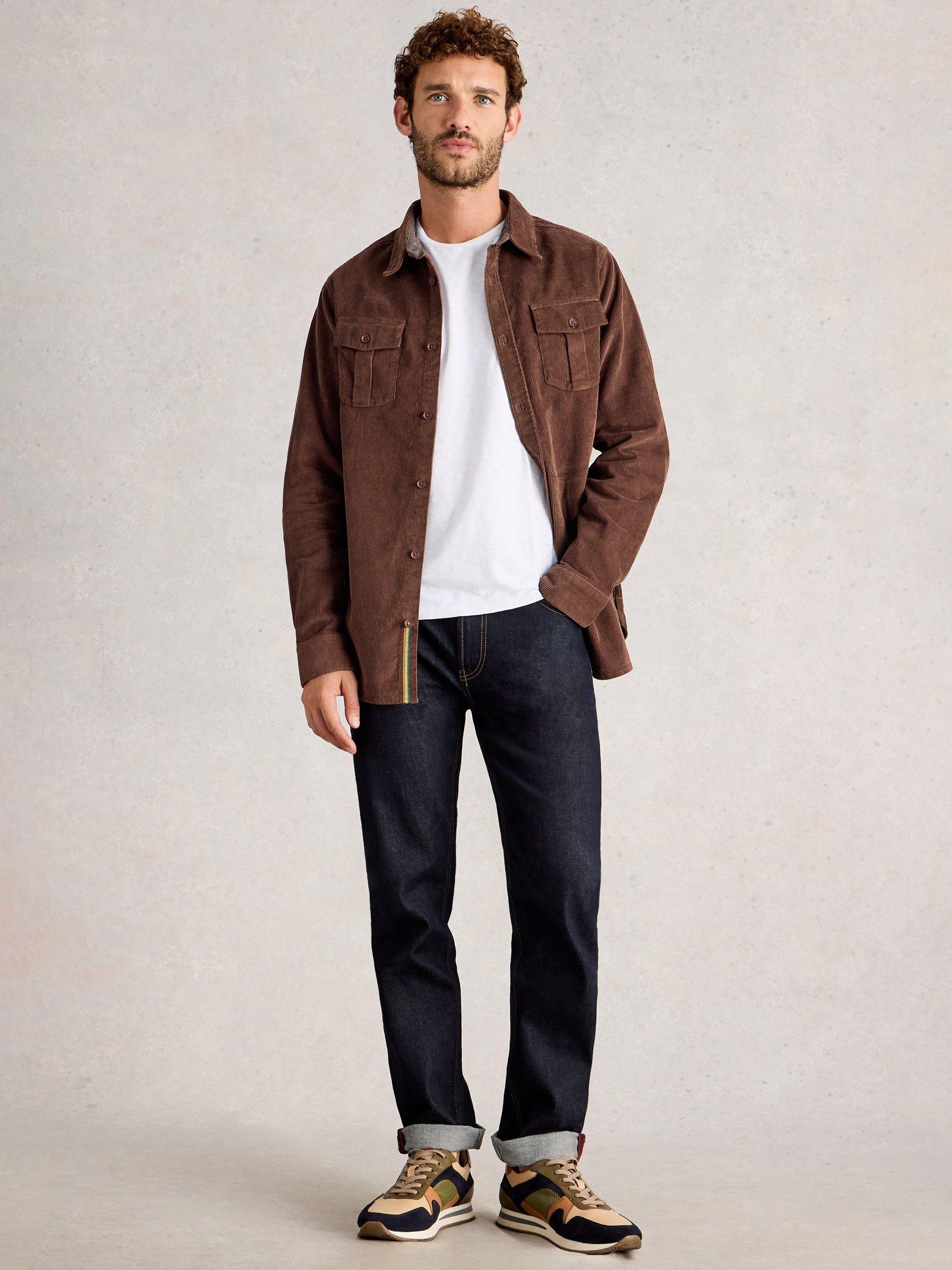 White Stuff Griffin Cotton Regular Fit Corduroy Shirt, Dark Brown