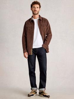 White Stuff Griffin Cotton Regular Fit Corduroy Shirt, Dark Brown, Dark Brown