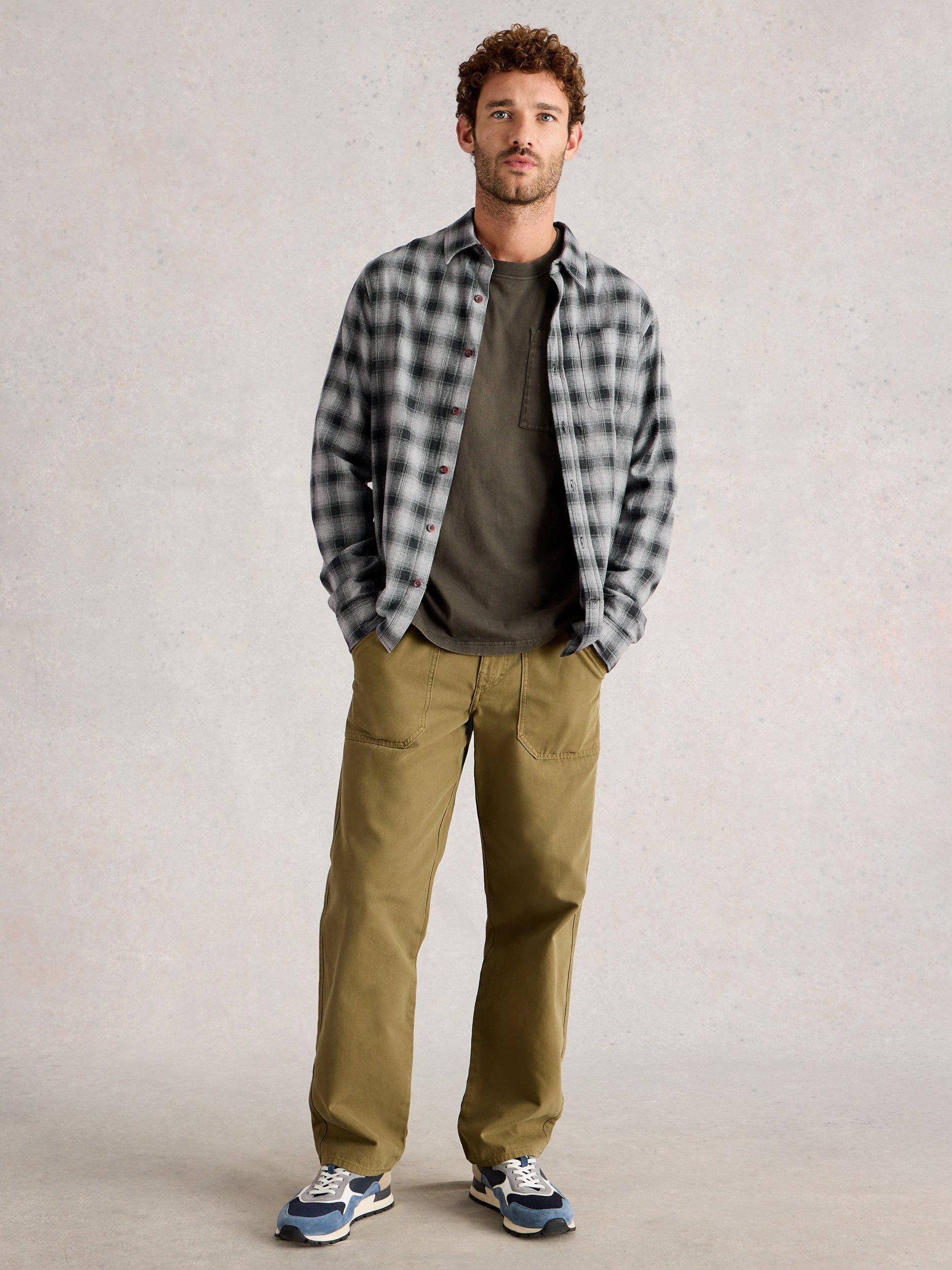 Product image 1 of 6, which shows White Stuff Ludlow Cotton Check Long Sleeve Collar Shirt, Dk Grey, XXL