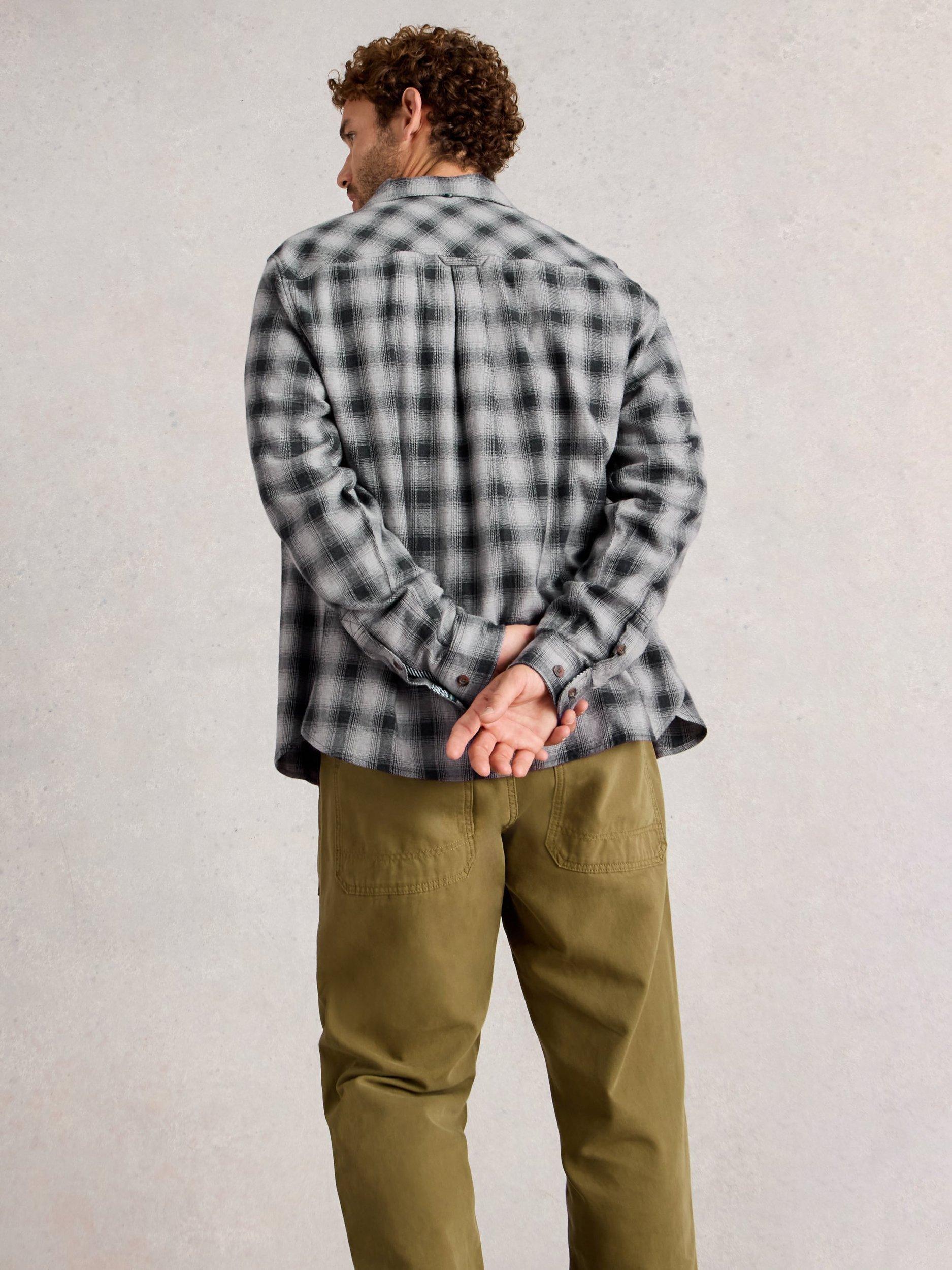 Product image 2 of 6, which shows White Stuff Ludlow Cotton Check Long Sleeve Collar Shirt, Dk Grey, XXL