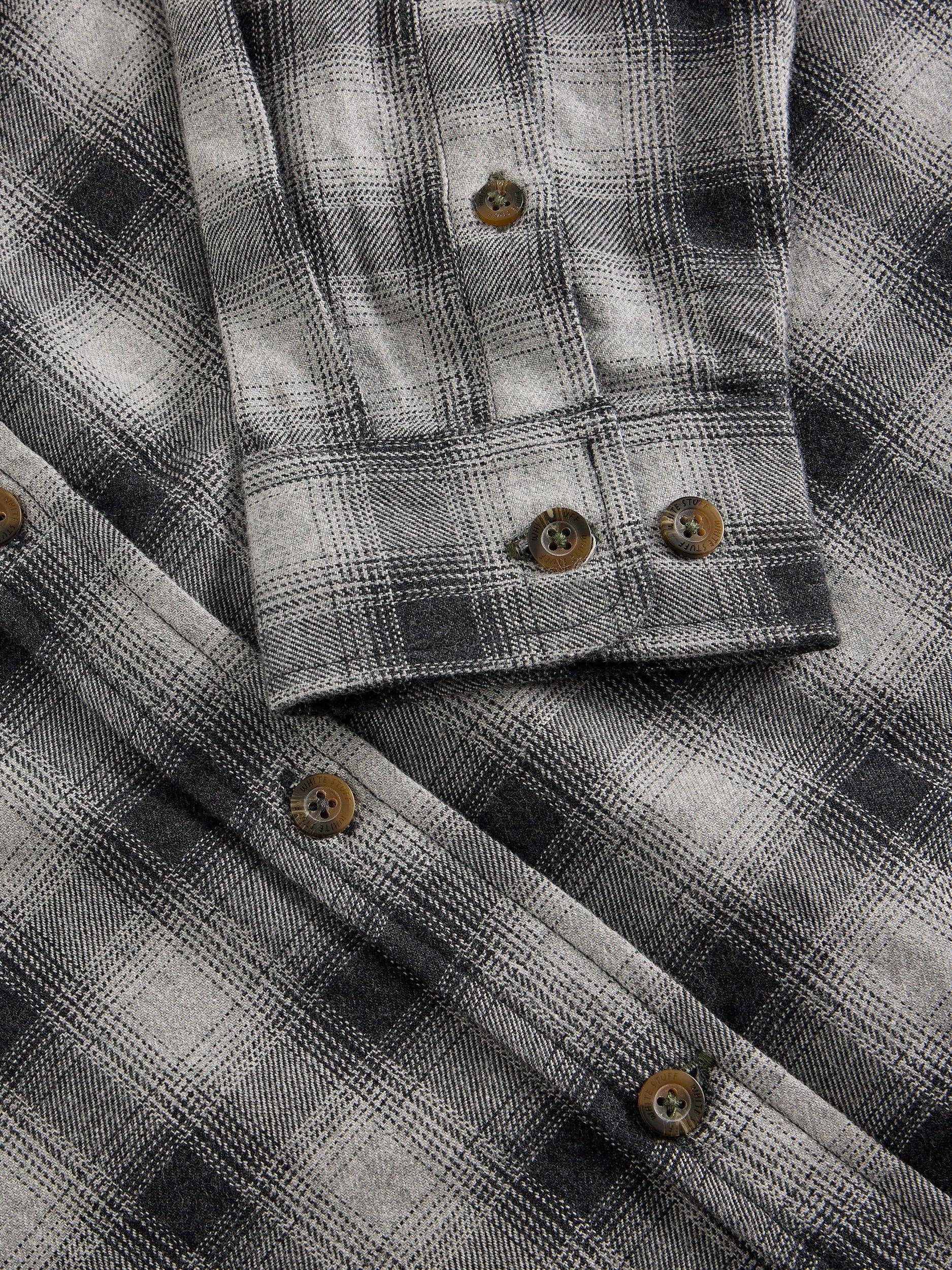 Product image 6 of 6, which shows White Stuff Ludlow Cotton Check Long Sleeve Collar Shirt, Dk Grey, XXL