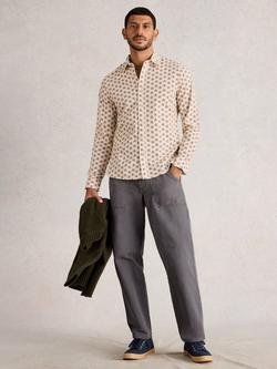 White Stuff Salcombe Cotton Blend Floral Long Sleeve Collar Shirt, Natural