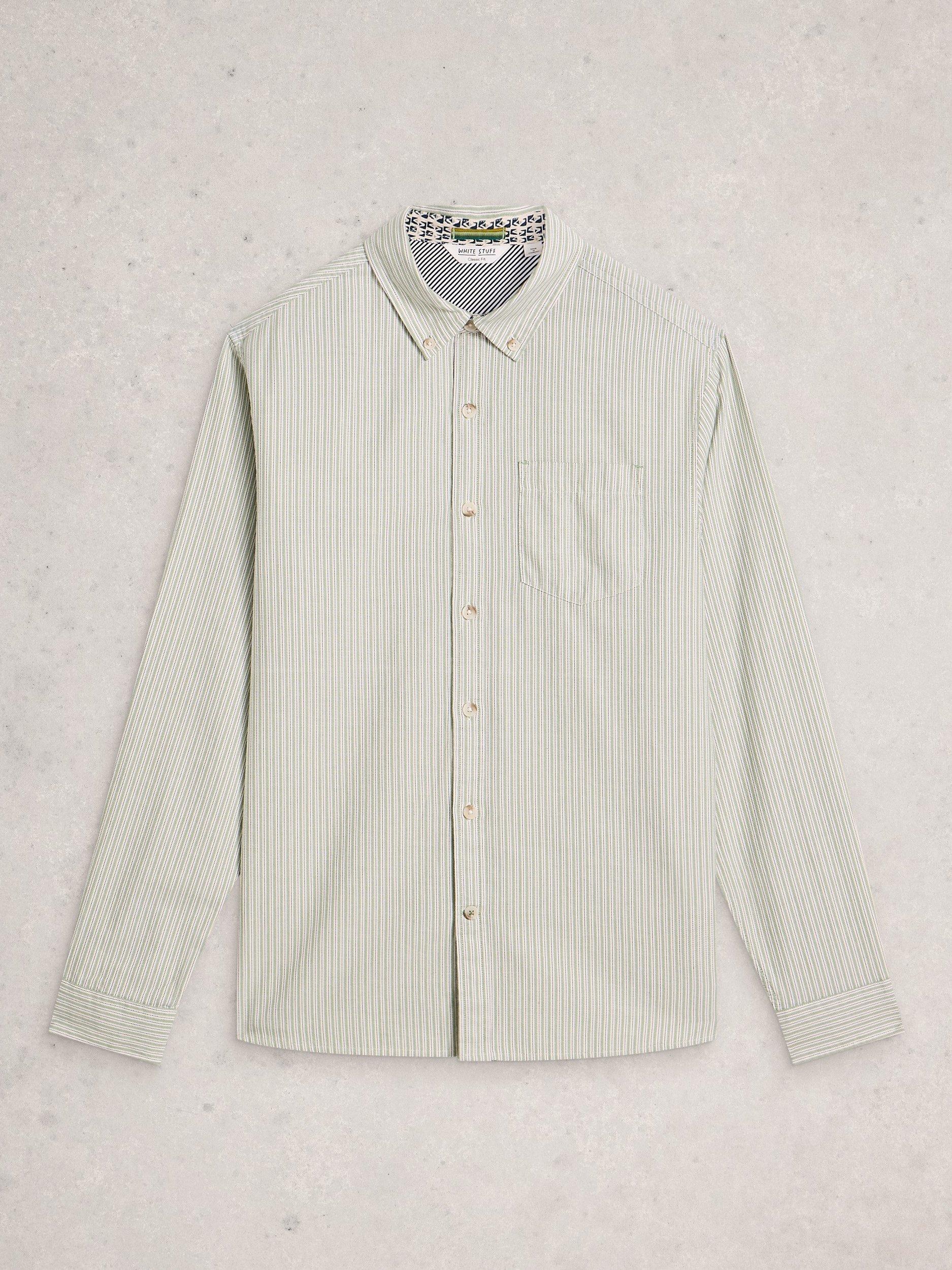 Product image 5 of 6, which shows White Stuff Stamford Cotton Shirt, Green/Multi, S