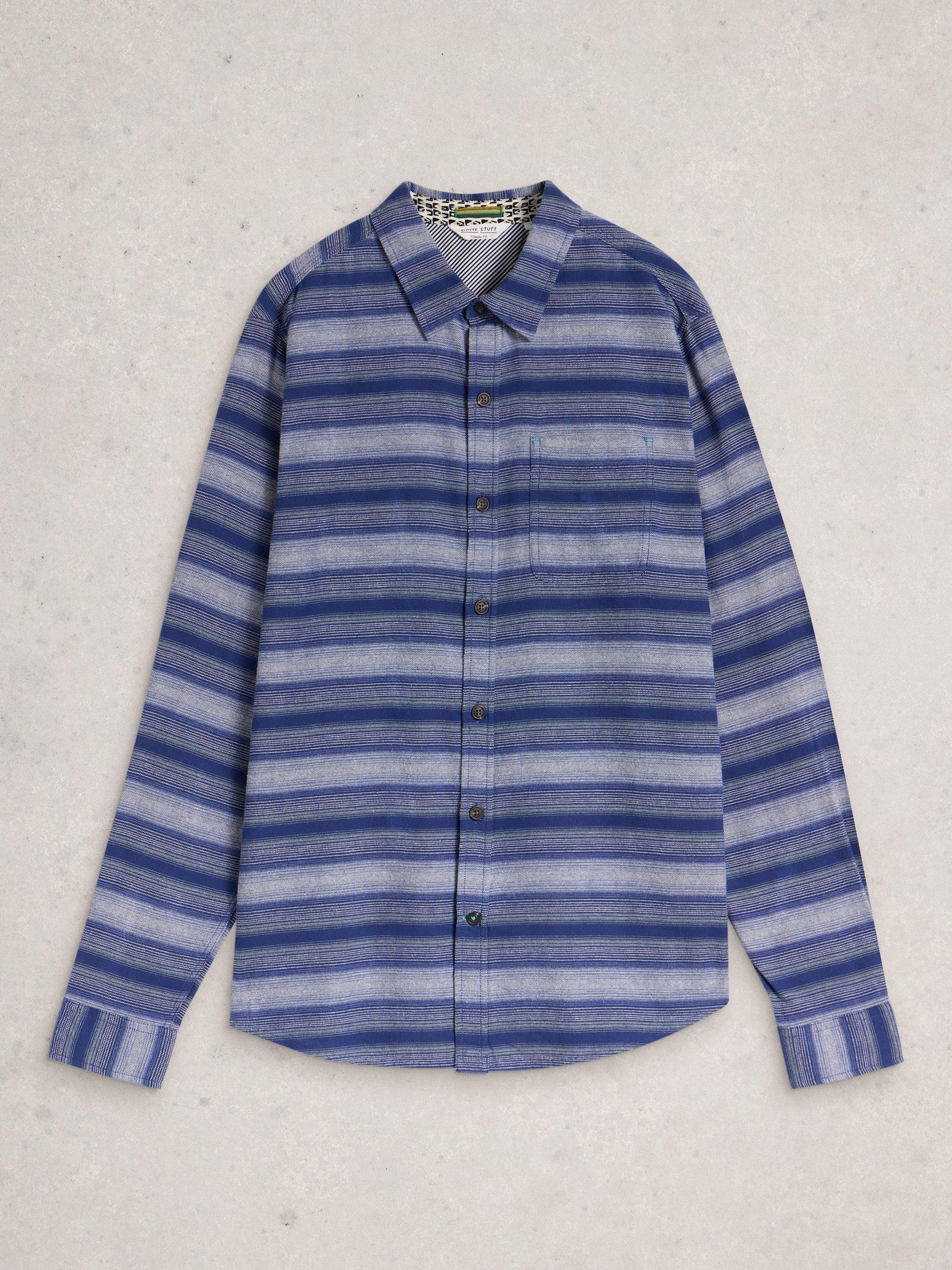 Product image 5 of 6, which shows White Stuff Upton Cotton Regular Fit Stripe Shirt, Blue/Multi, M