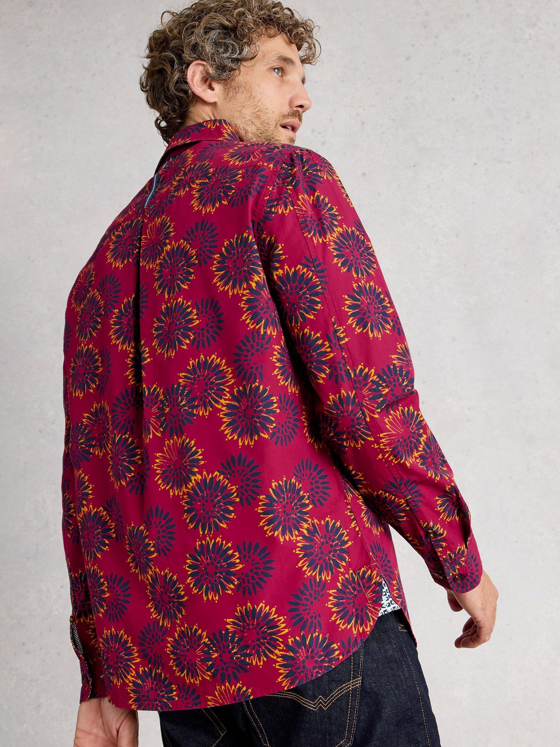 Product image 2 of 6, which shows White Stuff Block Floral Print Cotton Shirt, Red, S Reg