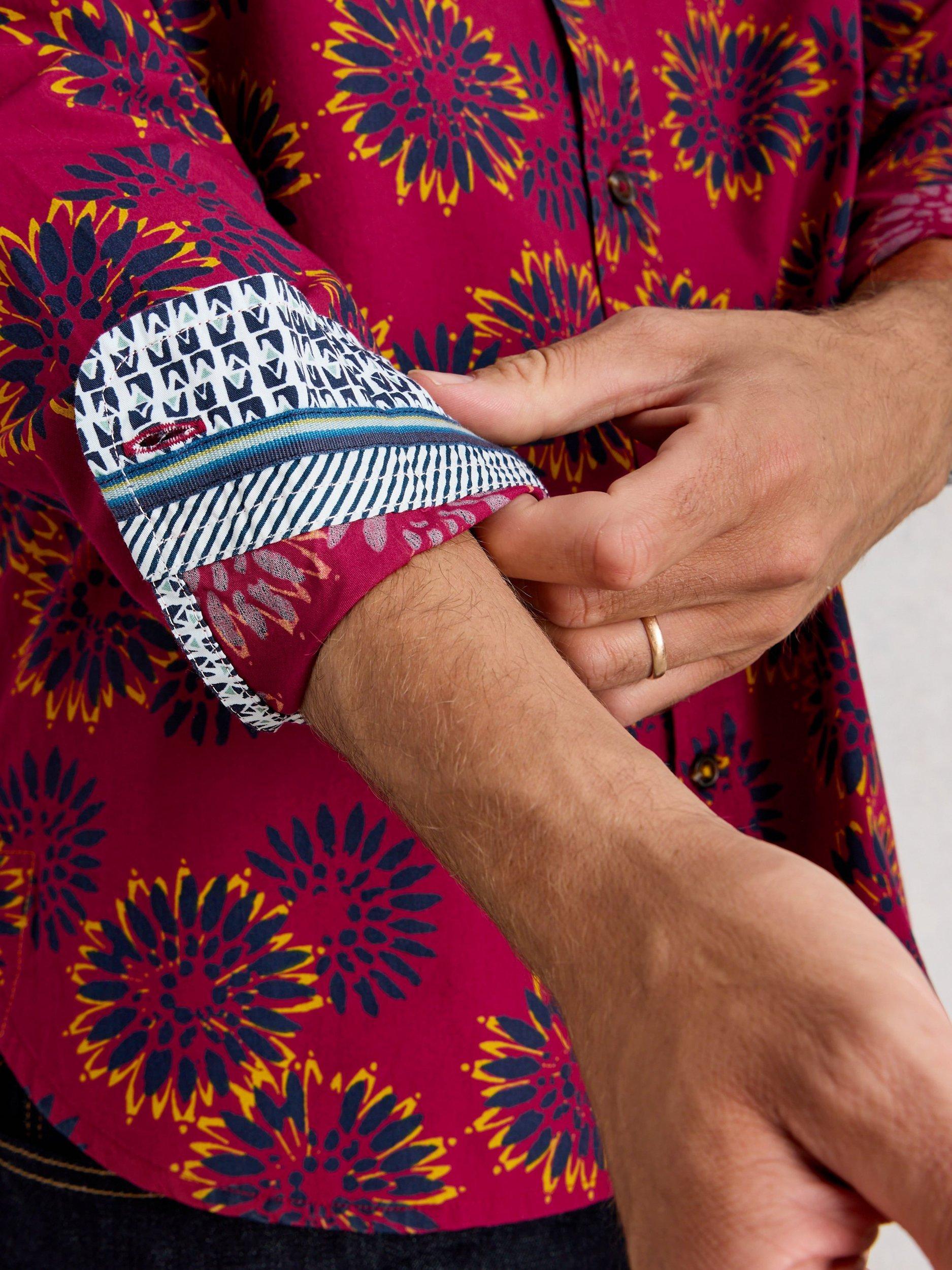 Product image 3 of 6, which shows White Stuff Block Floral Print Cotton Shirt, Red, S Reg