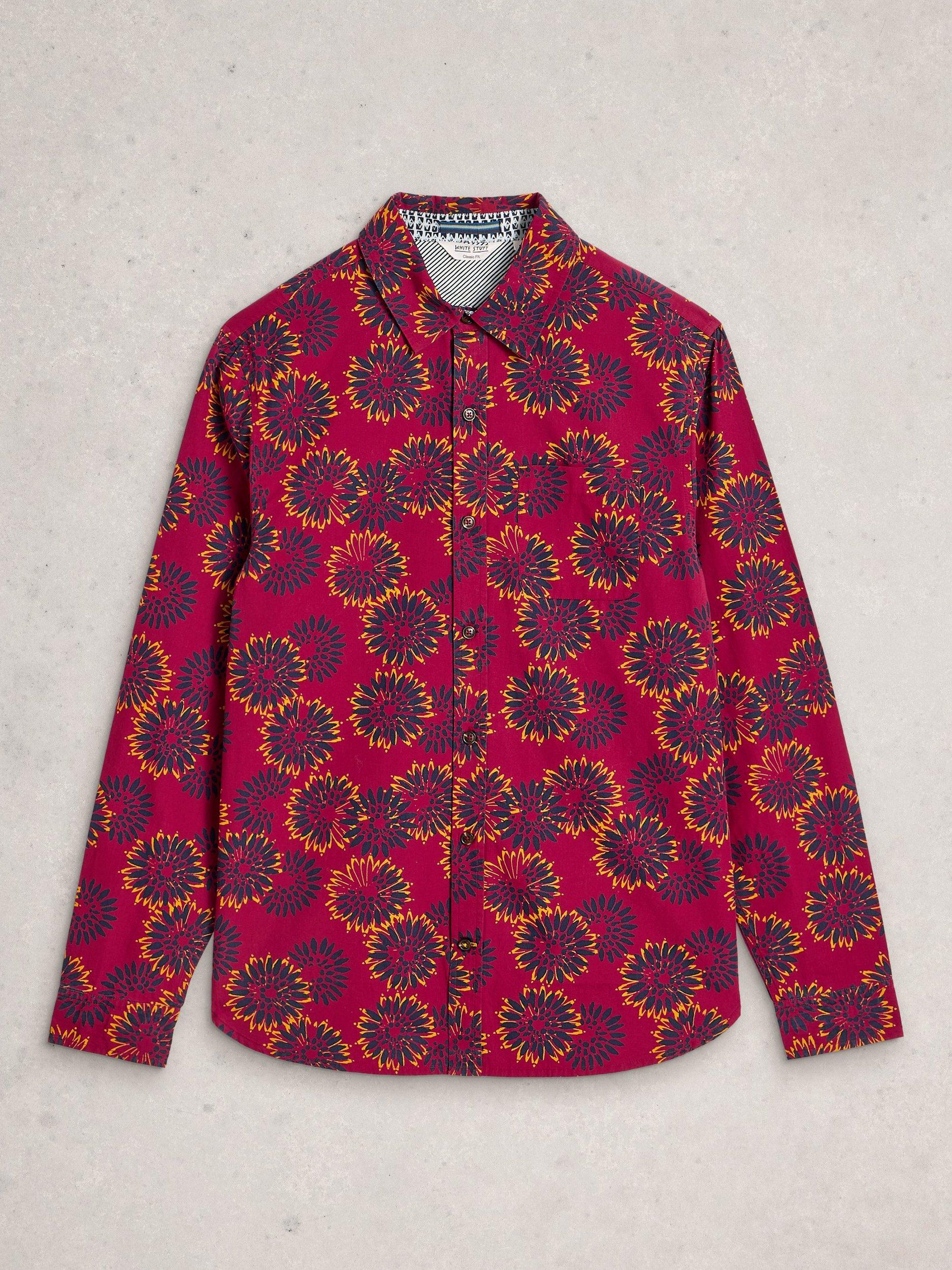 Product image 5 of 6, which shows White Stuff Block Floral Print Cotton Shirt, Red, S Reg