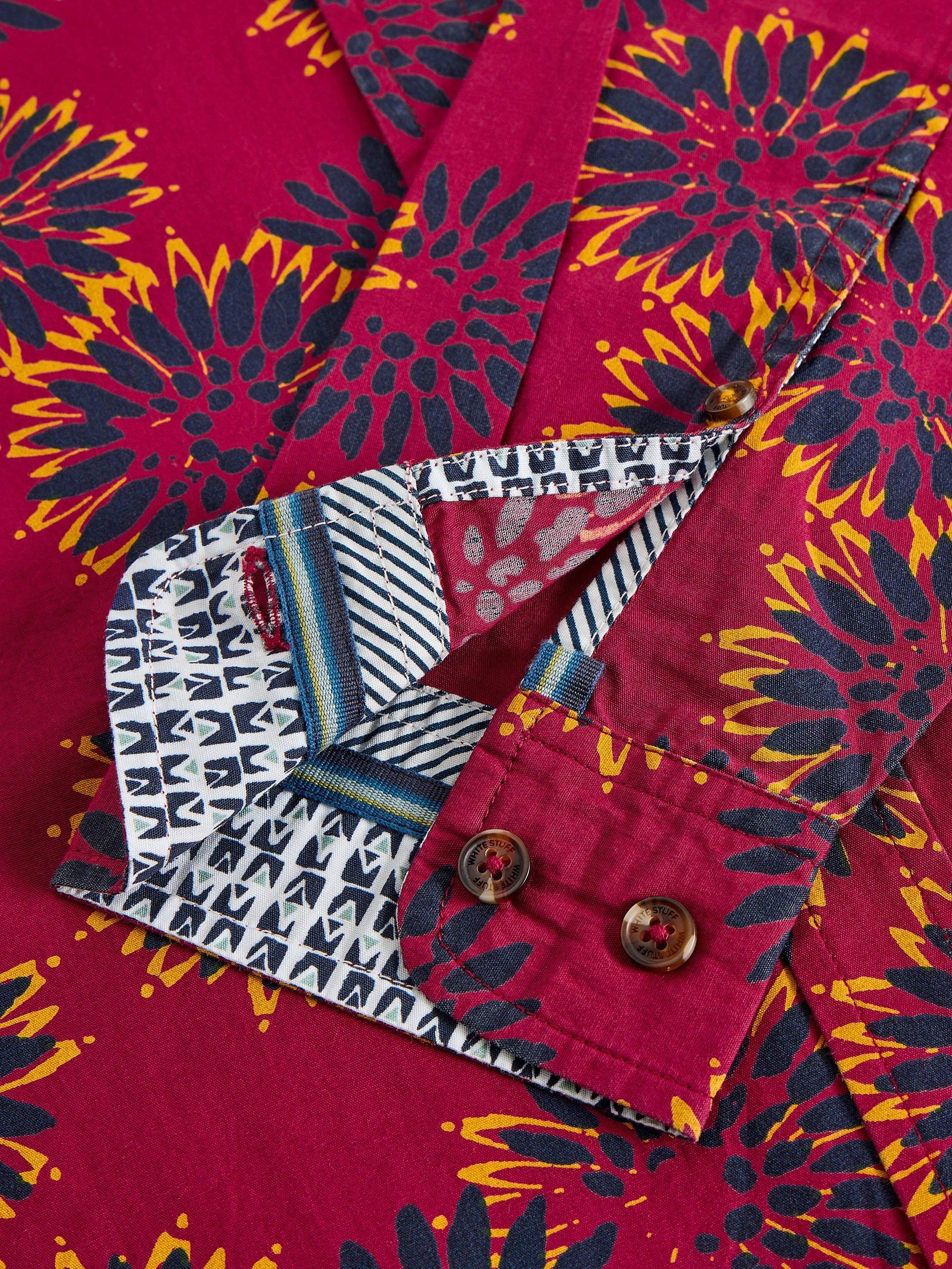 Product image 6 of 6, which shows White Stuff Block Floral Print Cotton Shirt, Red, S Reg