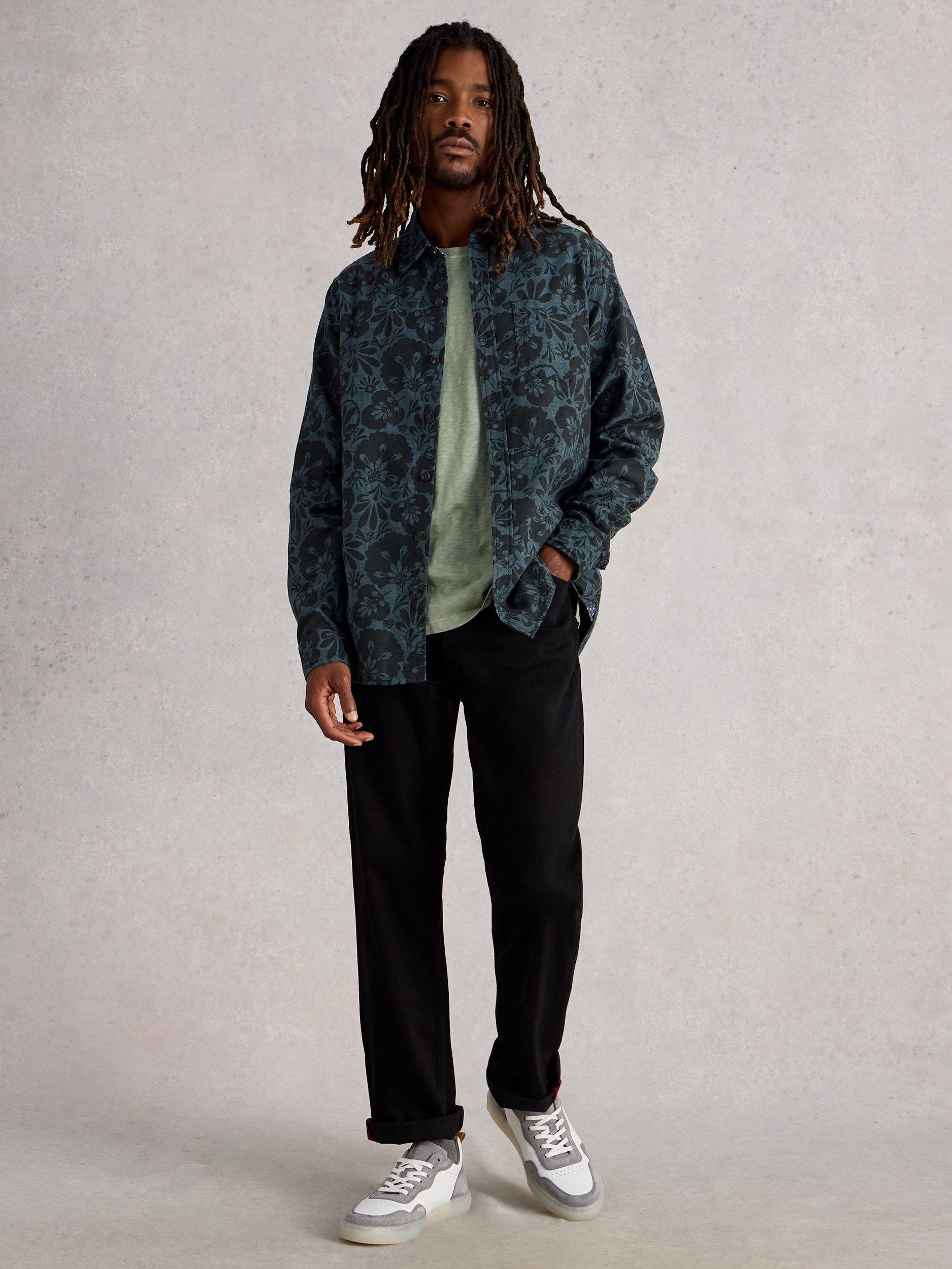 Product image 1 of 6, which shows White Stuff Floral Print Cotton Shirt, Green, S Reg