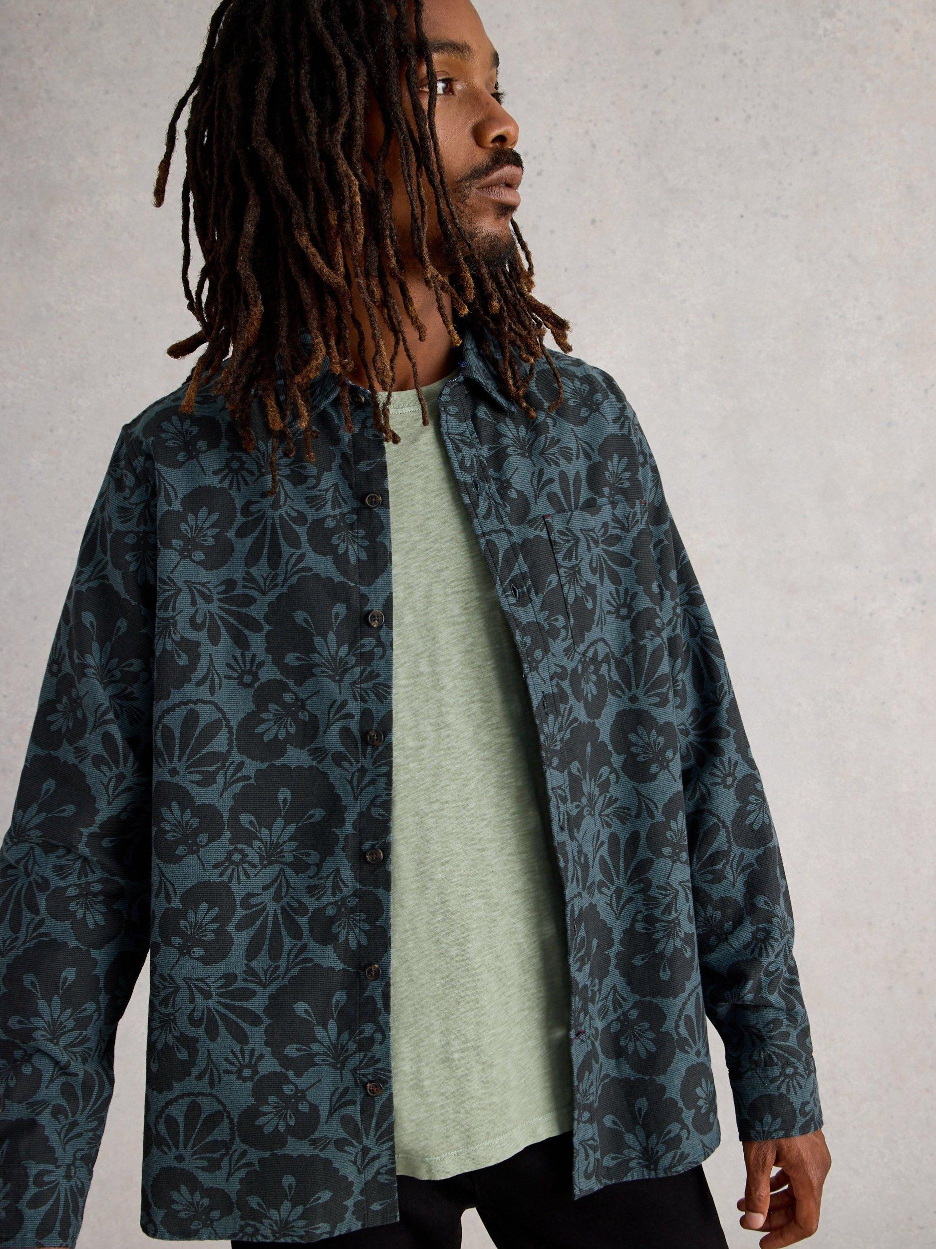 Product image 4 of 6, which shows White Stuff Floral Print Cotton Shirt, Green, S Reg