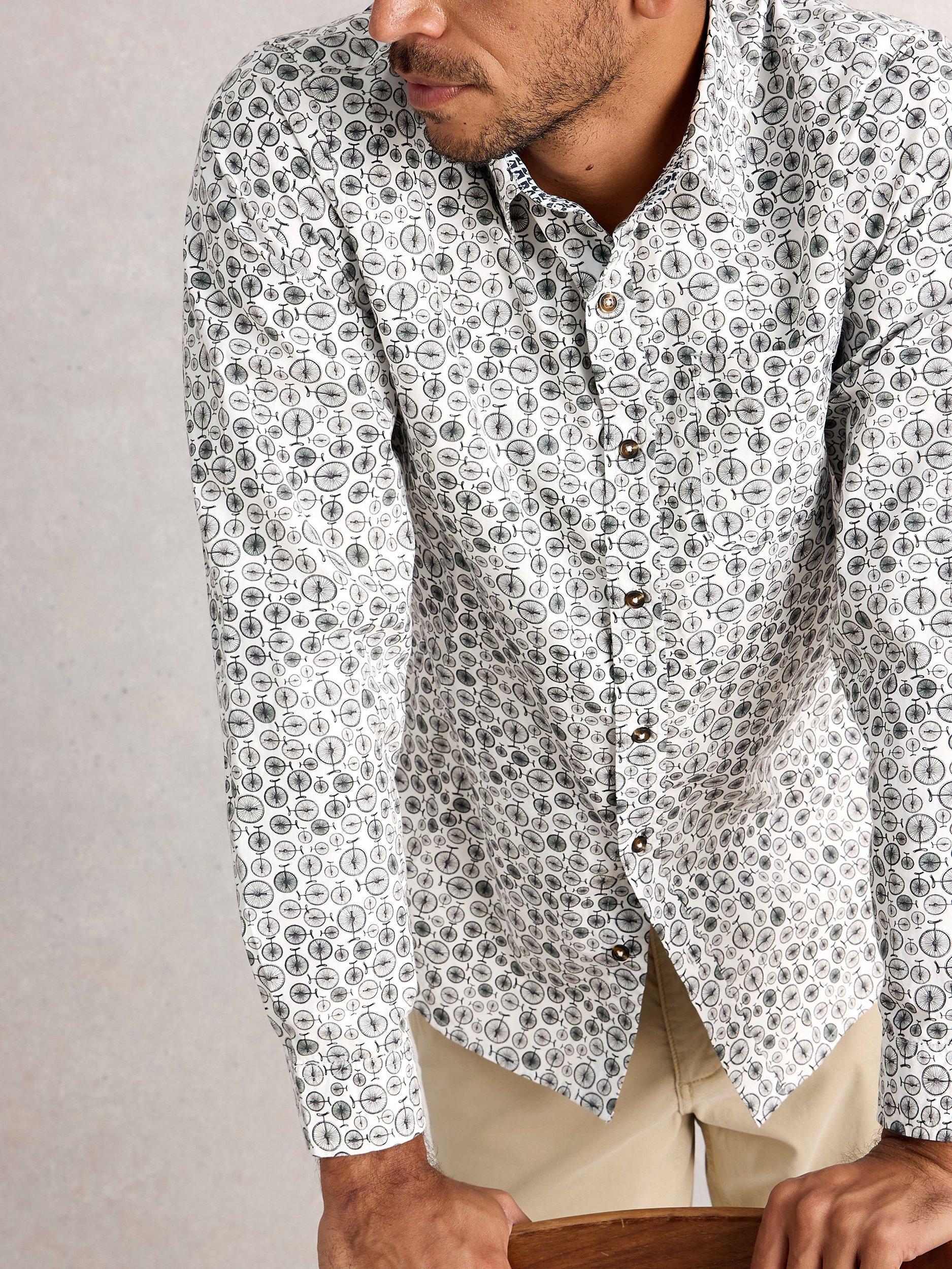 Product image 3 of 6, which shows White Stuff Mono Pattern Cotton Shirt, White/Multi, S Reg
