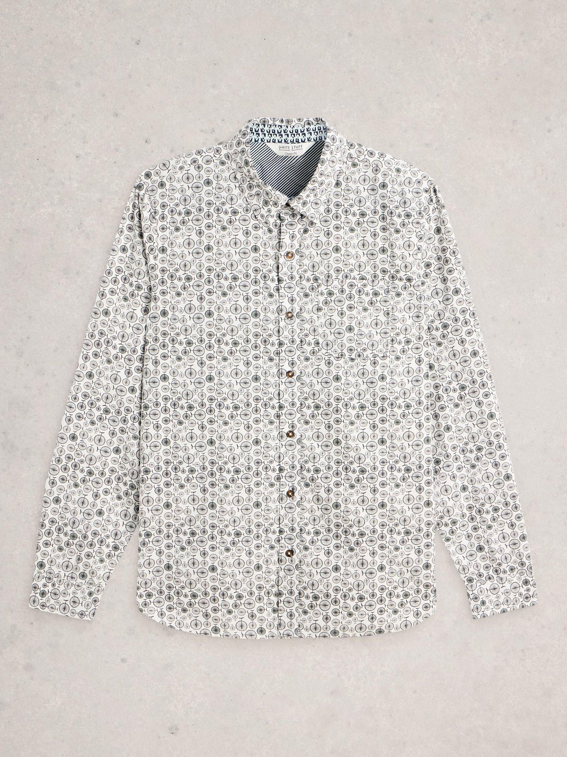 Product image 5 of 6, which shows White Stuff Mono Pattern Cotton Shirt, White/Multi, S Reg