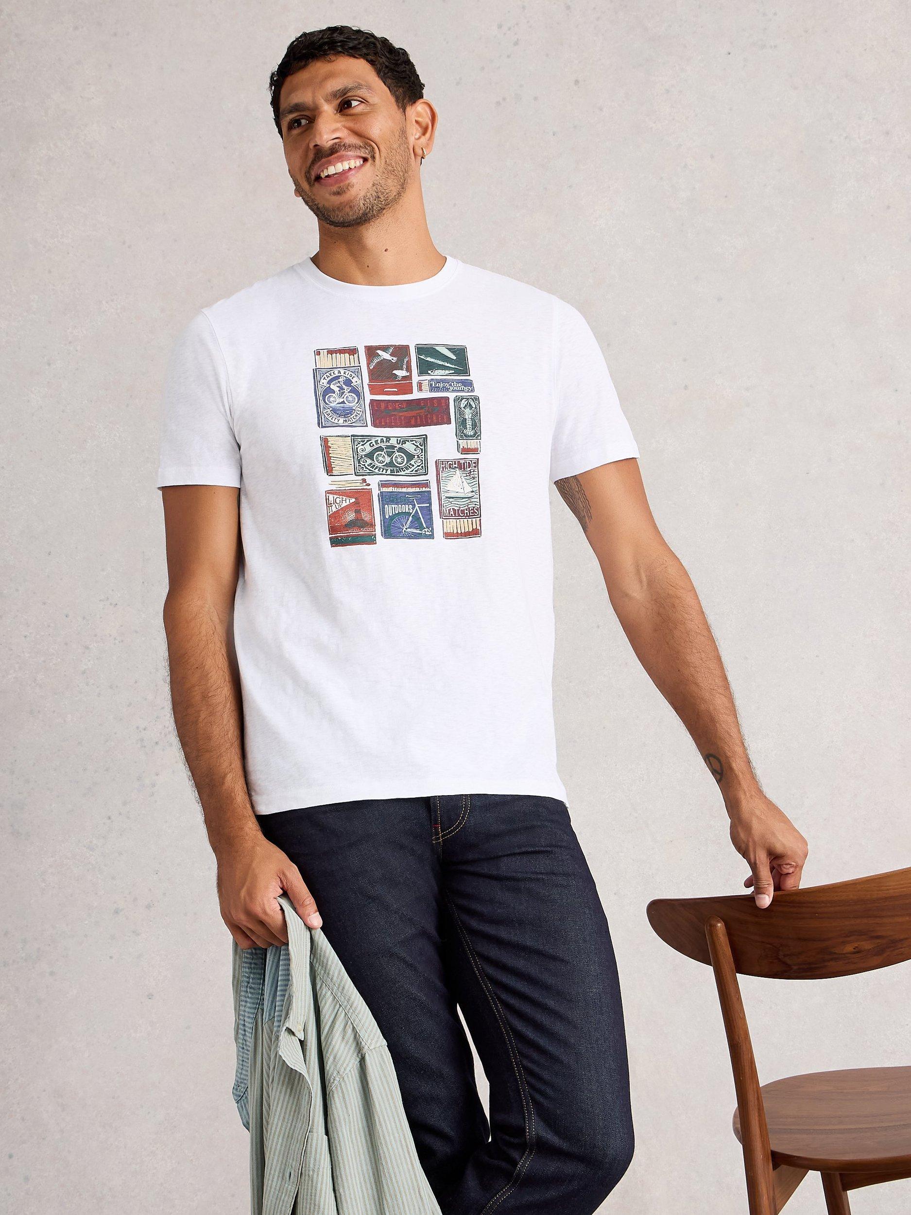 Product image 1 of 6, which shows White Stuff Abersoch Cotton Regular Fit Short Sleeve Graphic T-Shirt, White, XXS