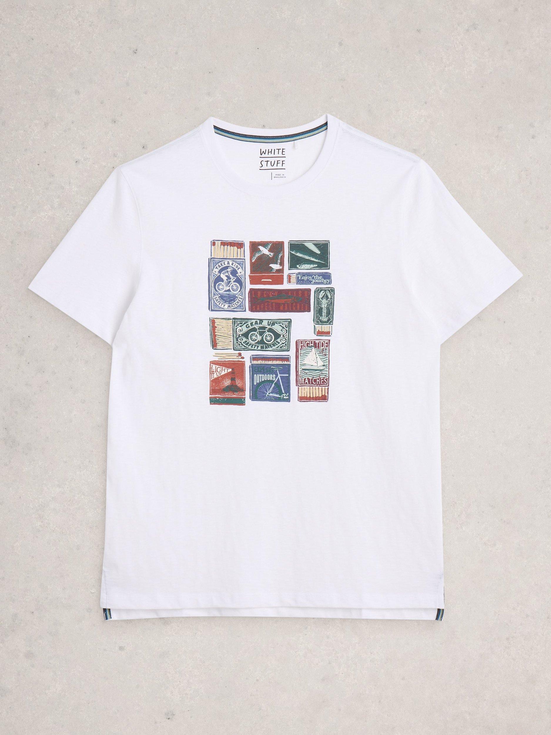 Product image 5 of 6, which shows White Stuff Abersoch Cotton Regular Fit Short Sleeve Graphic T-Shirt, White, XXS