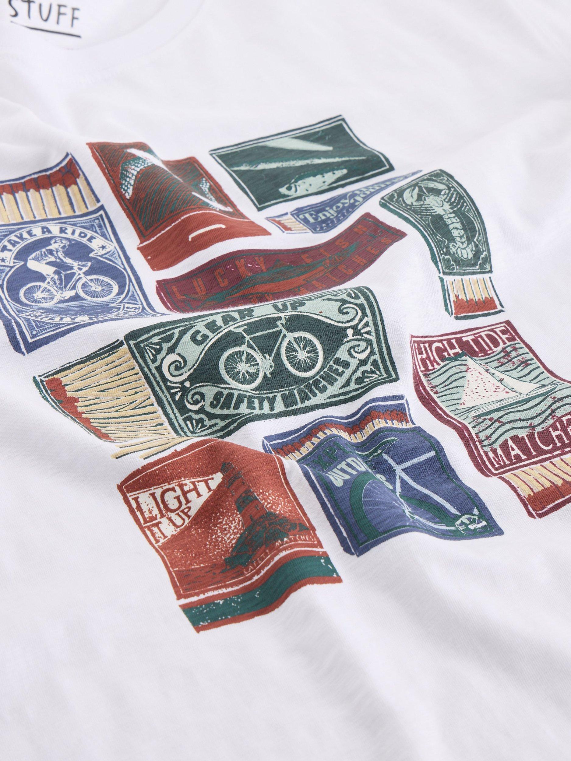 Product image 6 of 6, which shows White Stuff Abersoch Cotton Regular Fit Short Sleeve Graphic T-Shirt, White, XXS