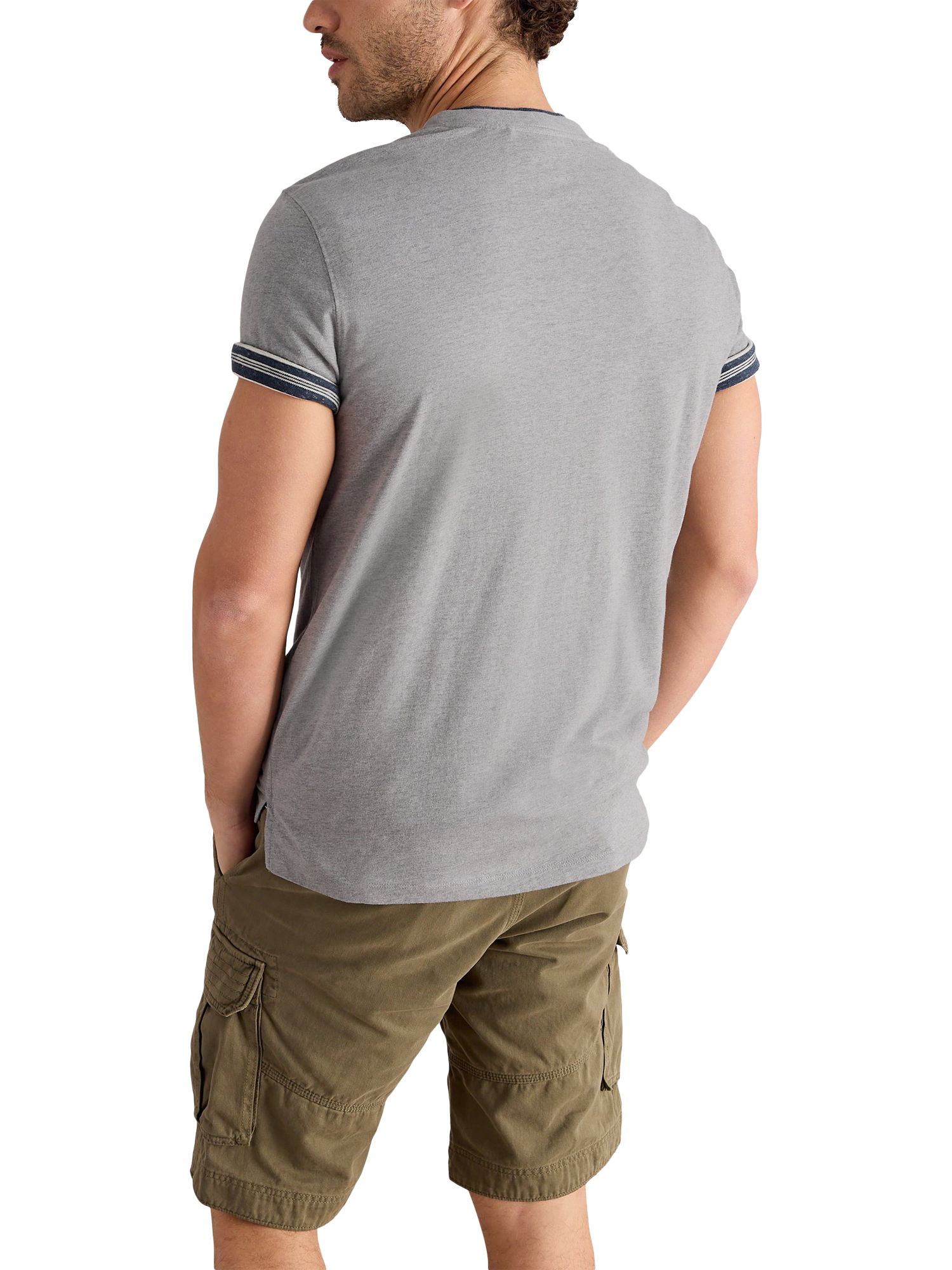Product image 2 of 6, which shows White Stuff Abersoch Graphic Stripe Print Cotton Blend T-Shirt, Grey, XXS