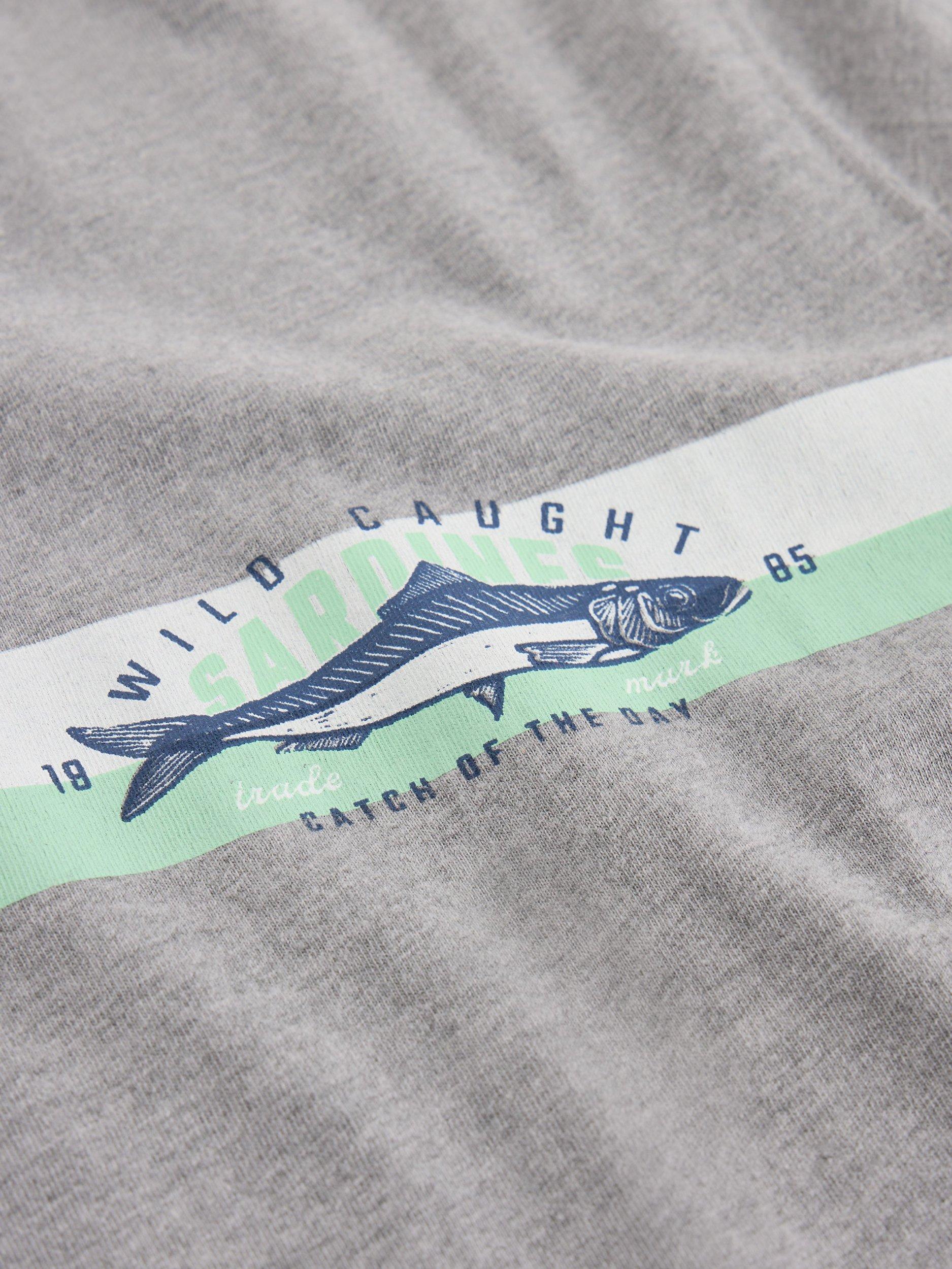 Product image 6 of 6, which shows White Stuff Abersoch Graphic Stripe Print Cotton Blend T-Shirt, Grey, XXS