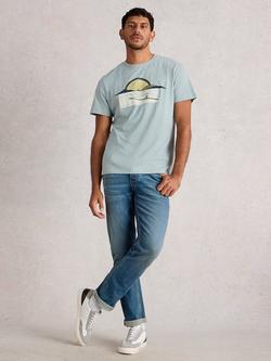 White Stuff Cotton Regular Fit Short Sleeve Sun Graphic T-Shirt, Blue, Blue