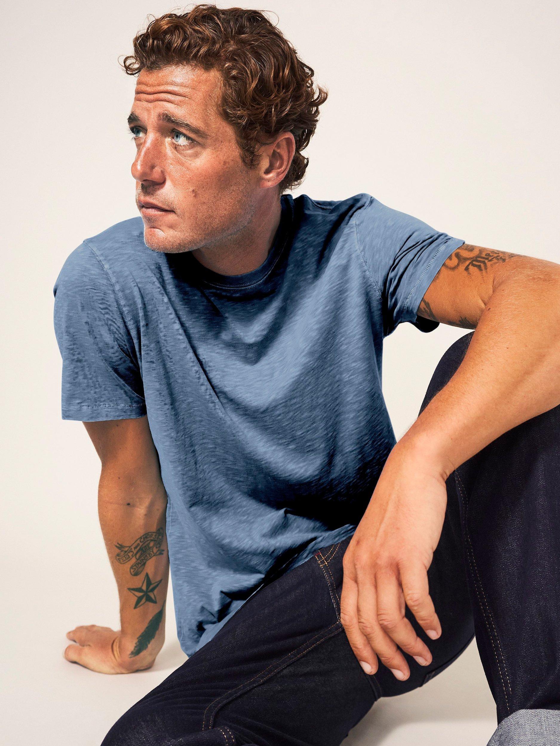 Product image 4 of 7, which shows White Stuff Abersoch Cotton T-Shirt, Mid Blue, XS Reg