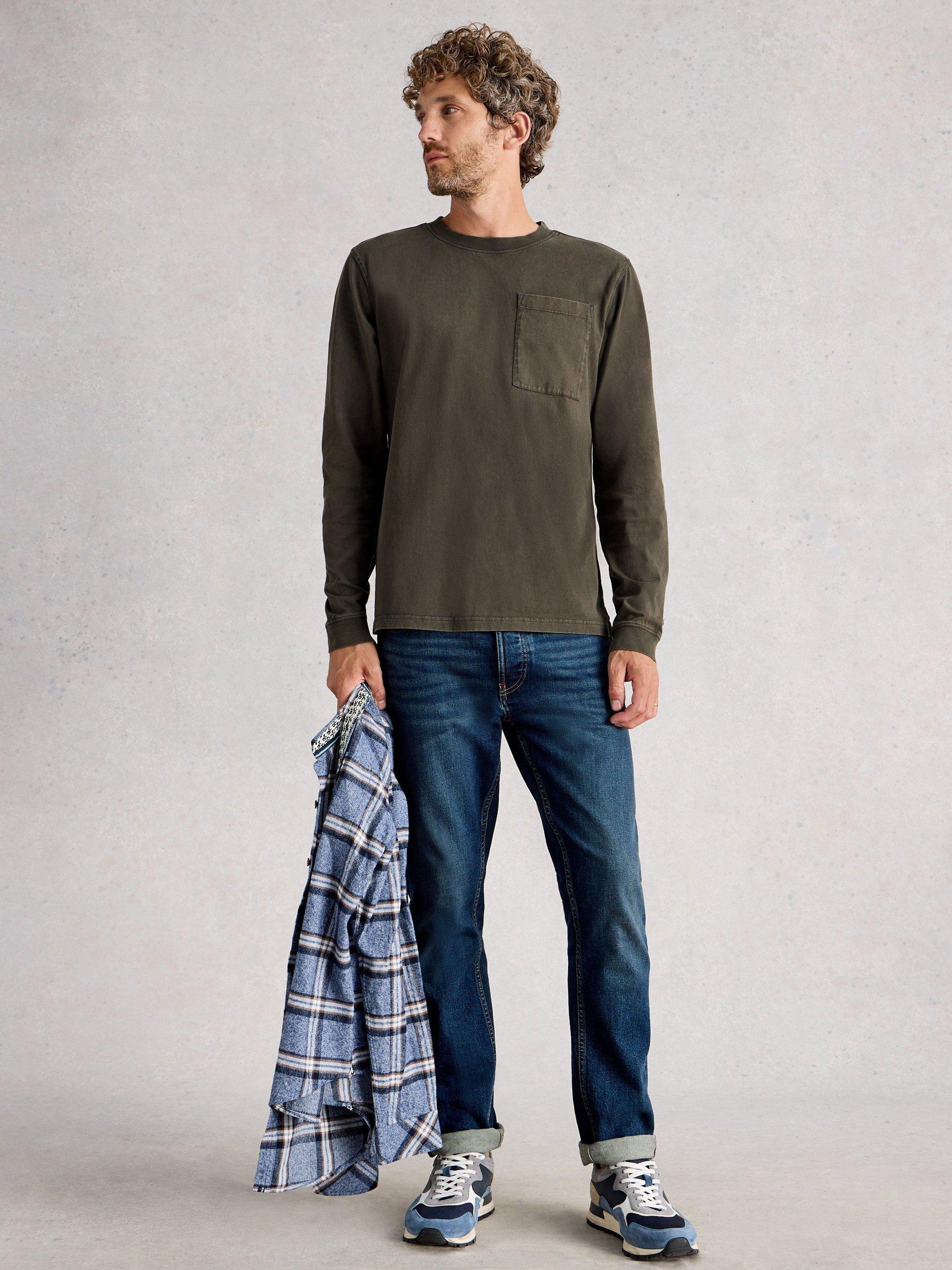 Product image 1 of 6, which shows White Stuff Accleton Long Sleeve Cotton T-Shirt, Khaki Green, XL