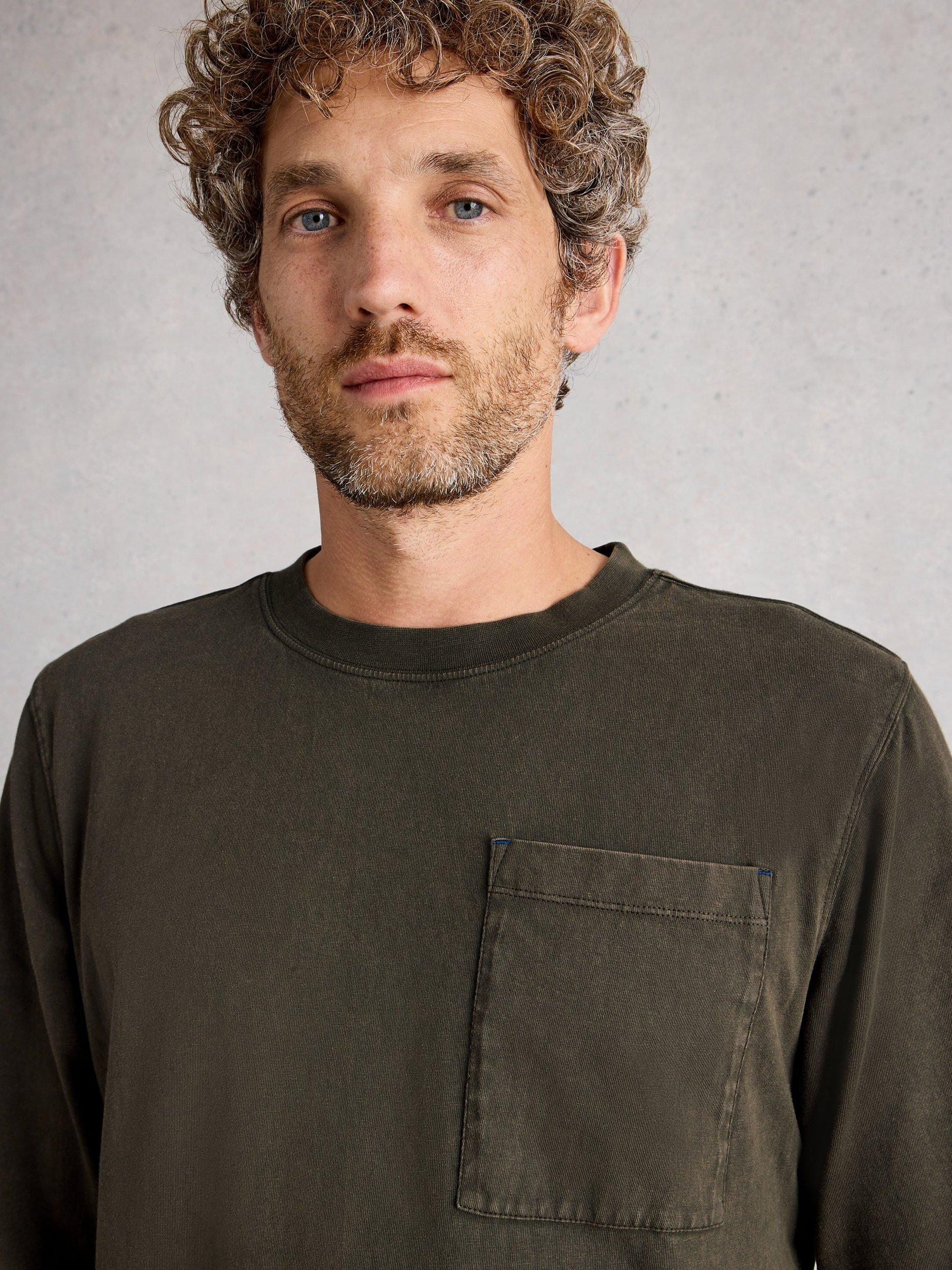 Product image 3 of 6, which shows White Stuff Accleton Long Sleeve Cotton T-Shirt, Khaki Green, XL