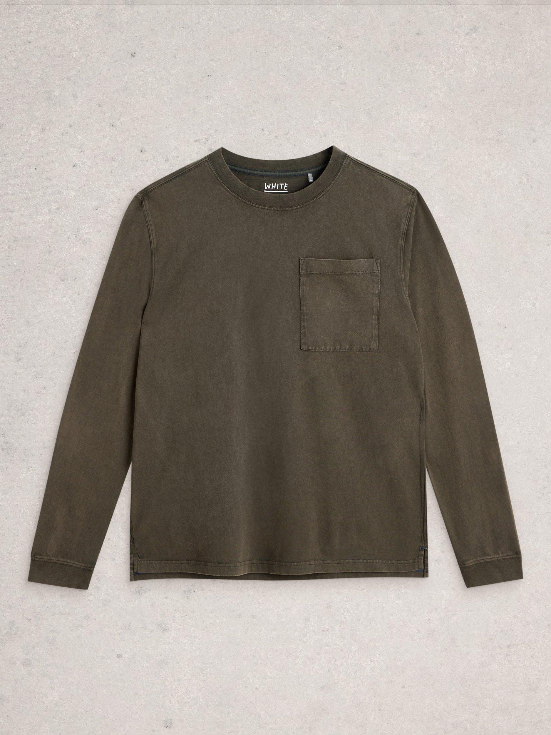 Product image 5 of 6, which shows White Stuff Accleton Long Sleeve Cotton T-Shirt, Khaki Green, XL