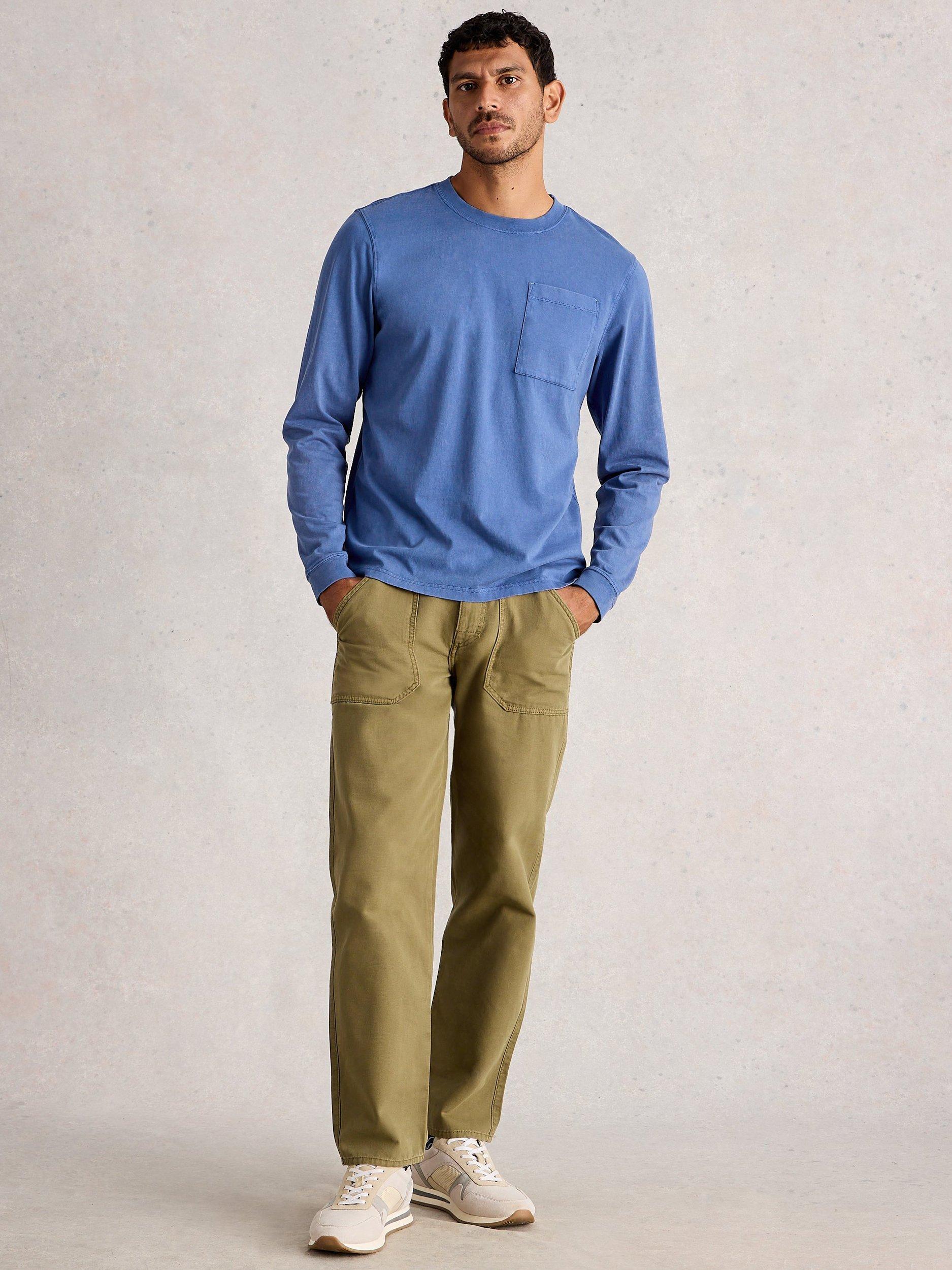Product image 1 of 6, which shows White Stuff Accleton Long Sleeve Cotton T-Shirt, Mid Blue, XL