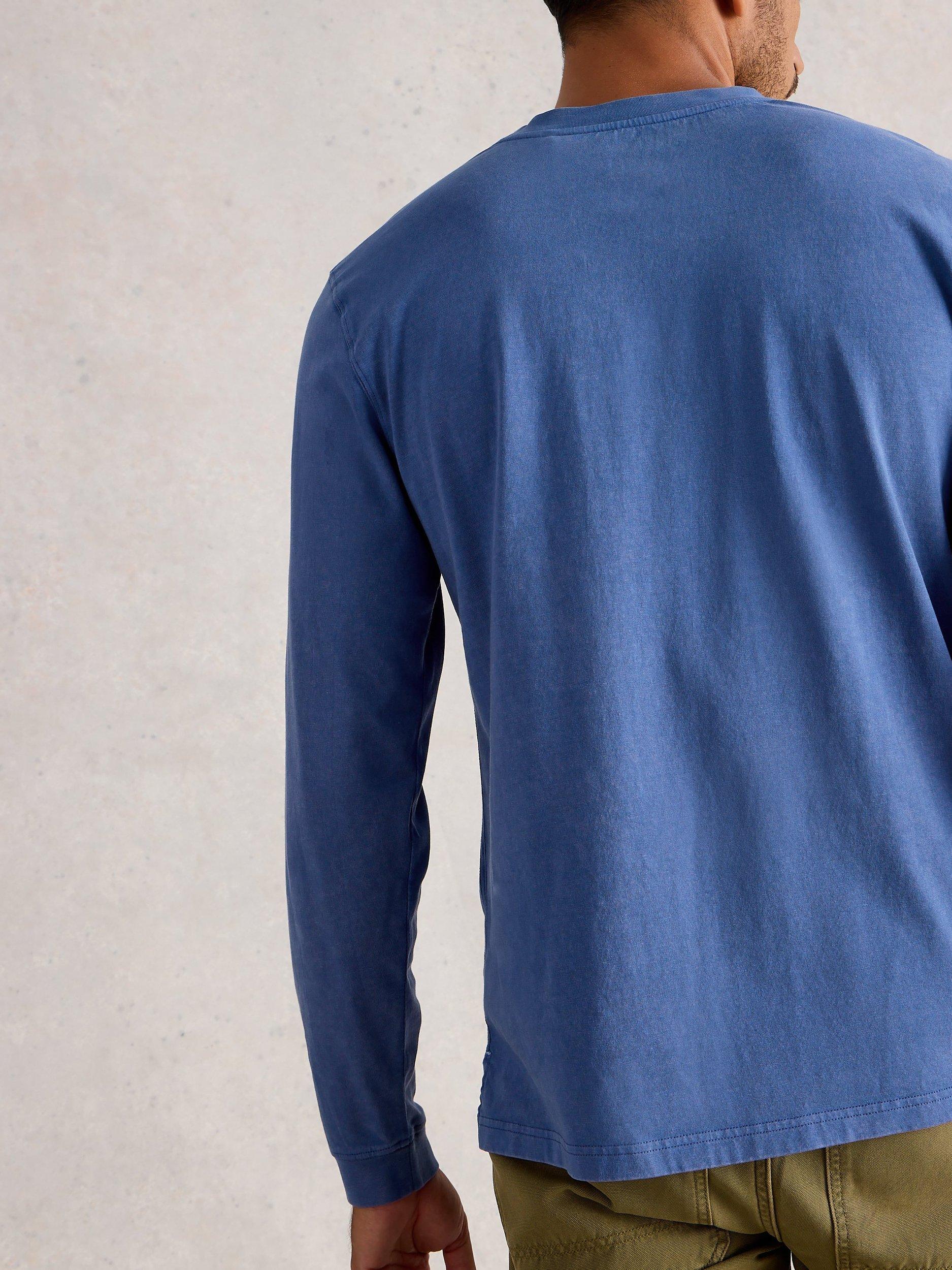 Product image 2 of 6, which shows White Stuff Accleton Long Sleeve Cotton T-Shirt, Mid Blue, XL
