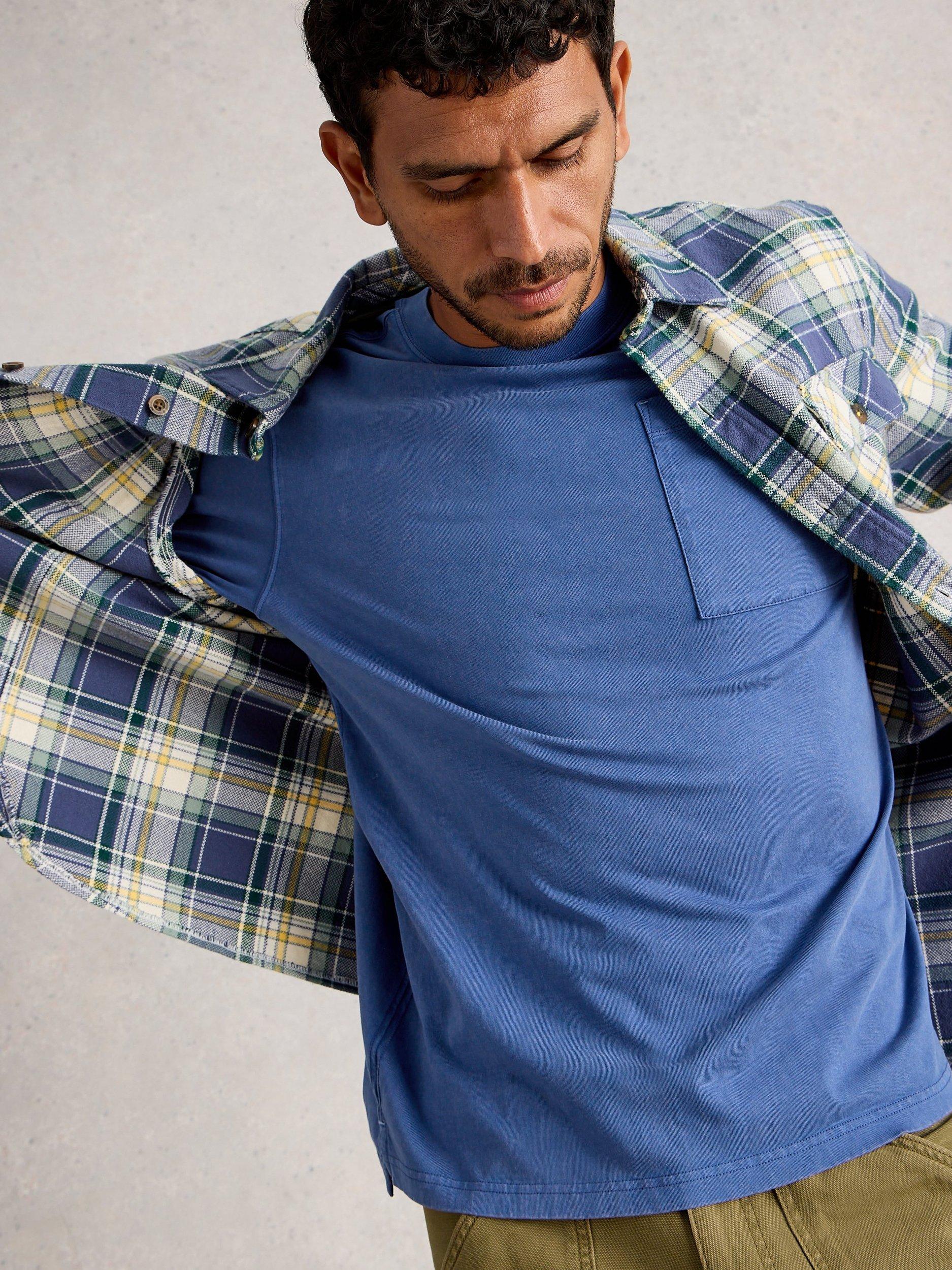 Product image 3 of 6, which shows White Stuff Accleton Long Sleeve Cotton T-Shirt, Mid Blue, XL